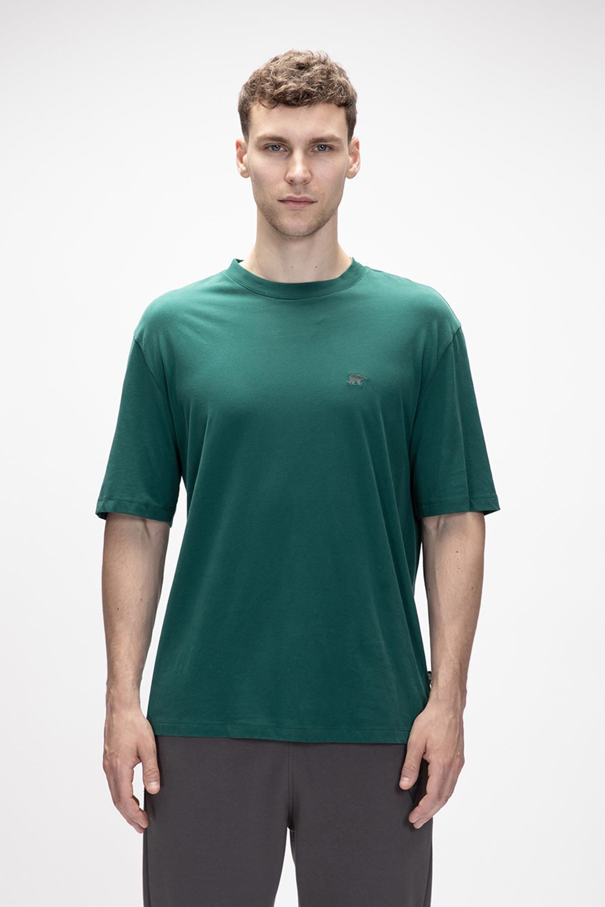 Collage Orman Yeşili Basic Erkek T-Shirt