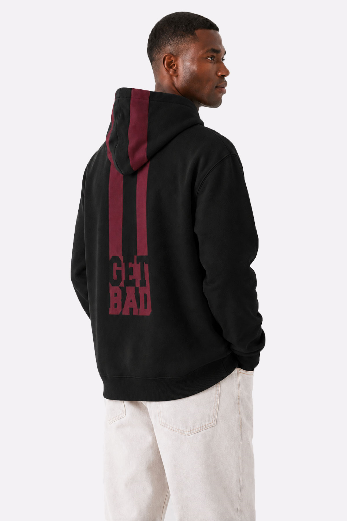 Steap Light Siyah Sırt Baskılı Kapüşonlu Erkek Sweatshirt