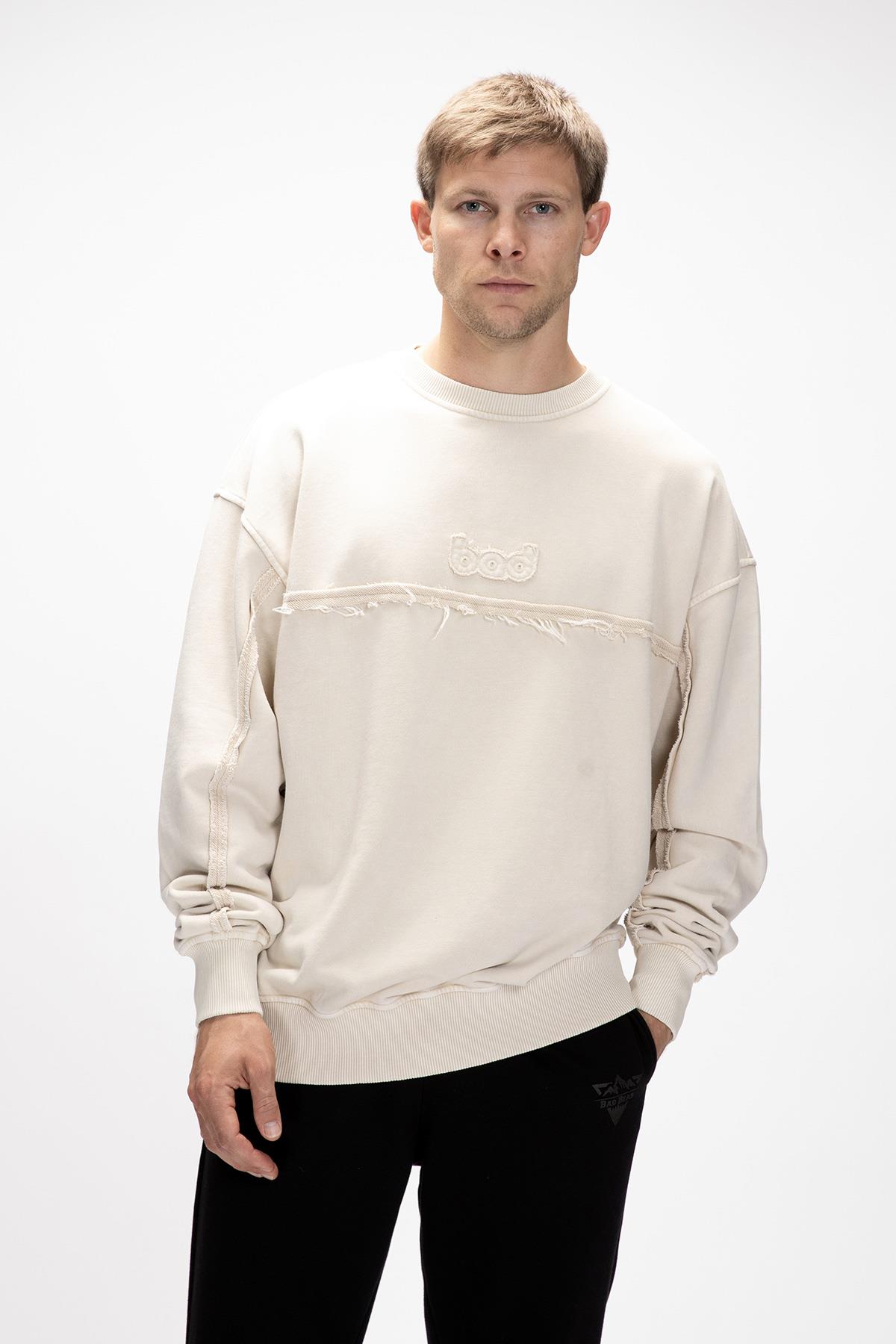 Vex Bej Oversize Erkek Sweatshirt