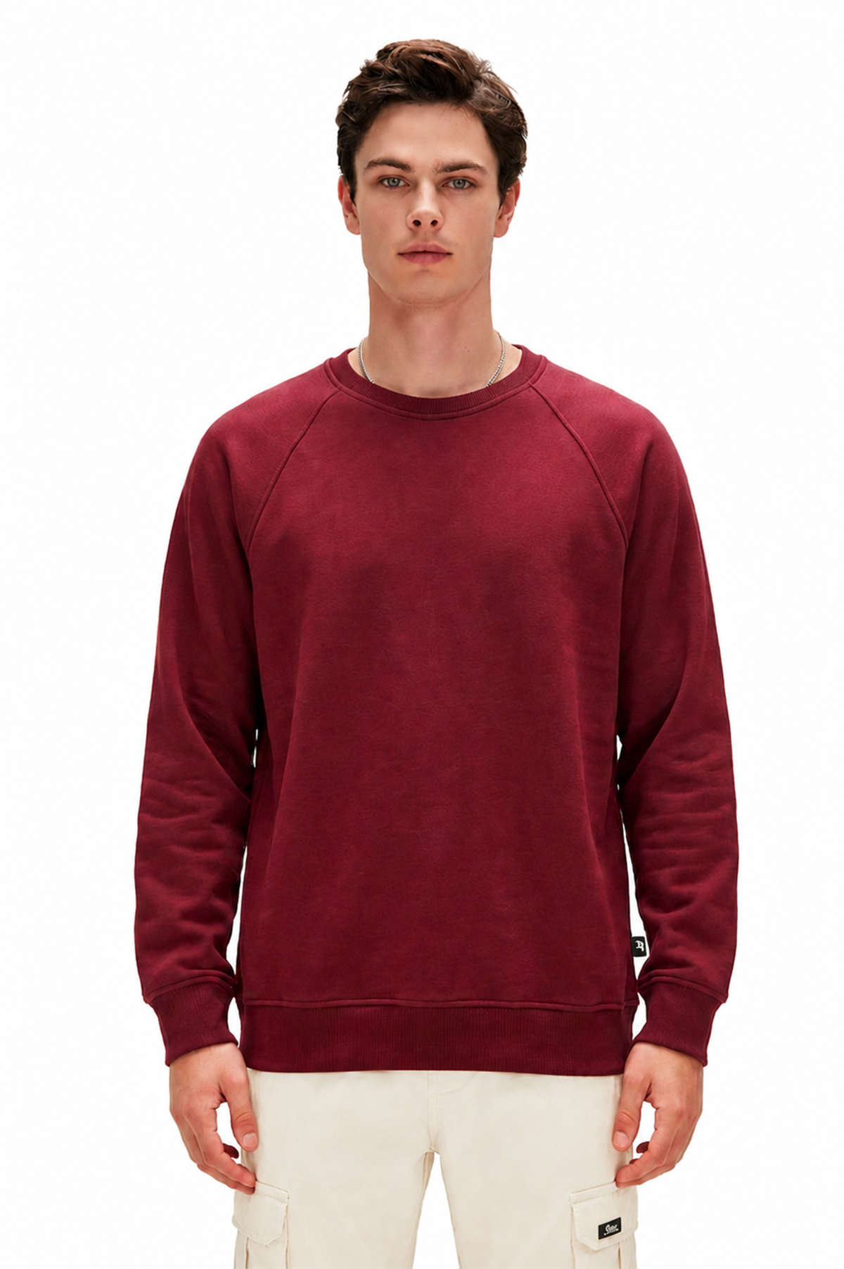 Born To Chill Bordo Sırt Baskılı Erkek Sweatshirt