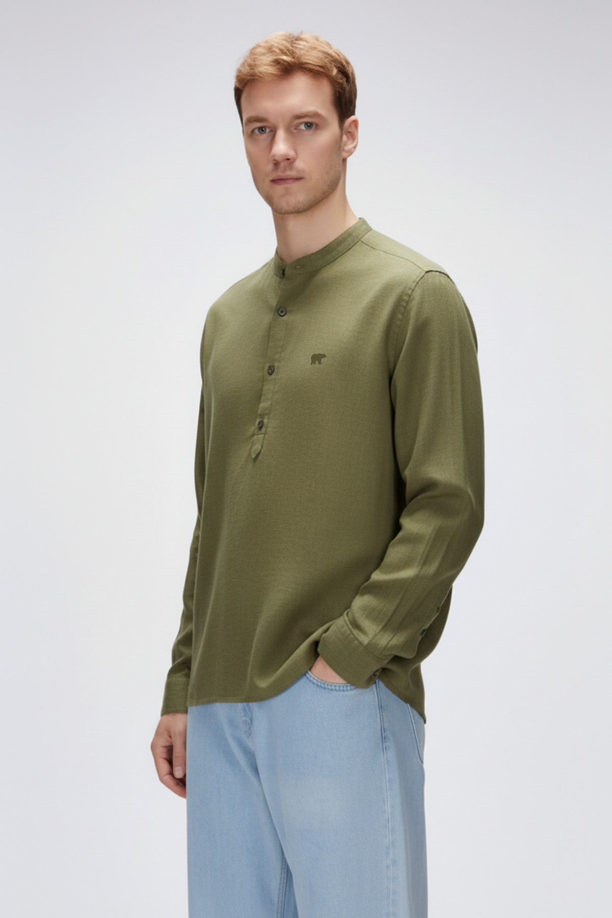 GUIDE SHIRT BASIC SHIRT SOLUK YEŞİL DÜĞMELİ MAN SHIRT GUIDE SHIRTGUIDE SHIRT