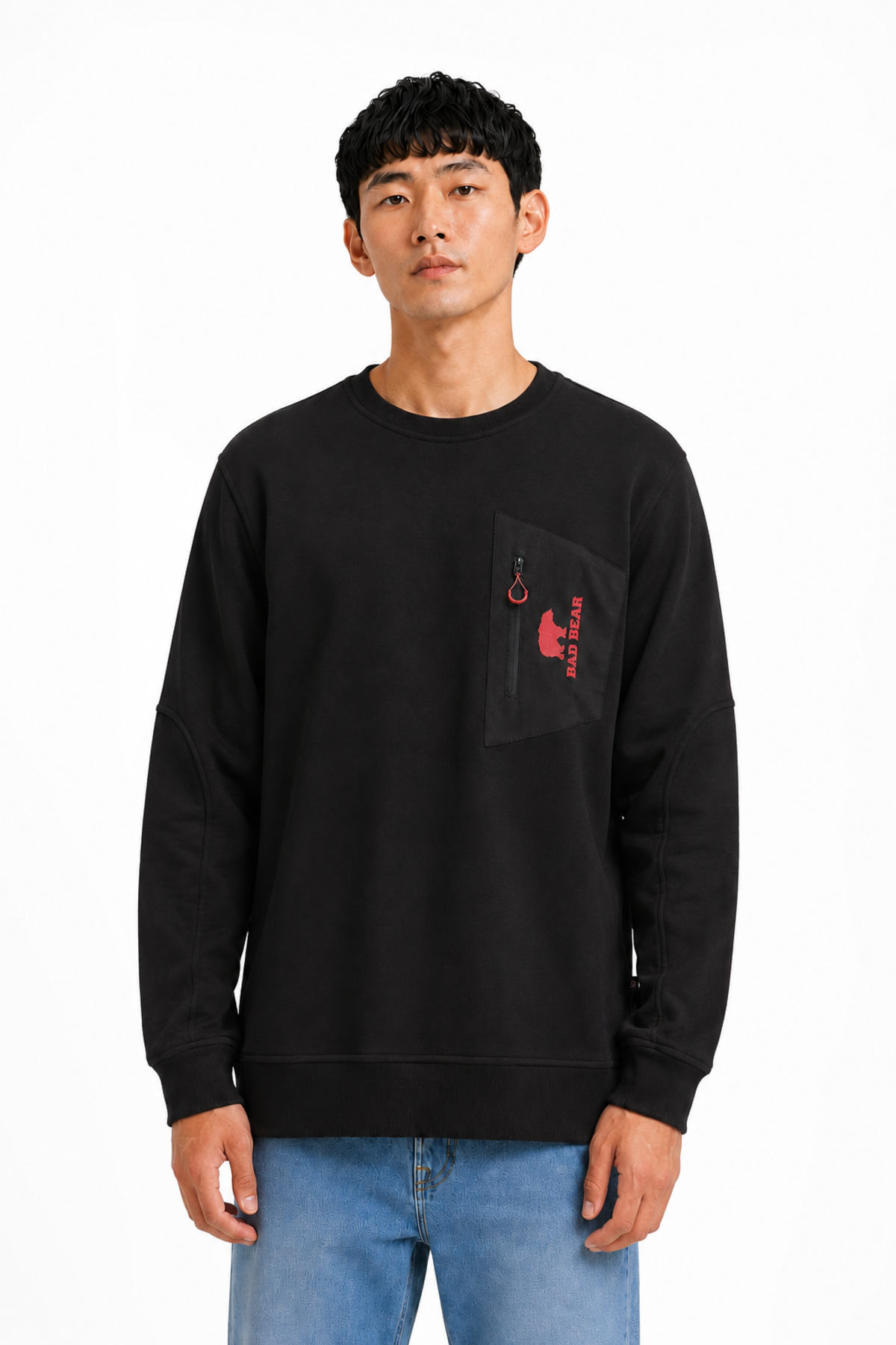 Untamed Siyah Cep Detay Erkek Sweatshirt