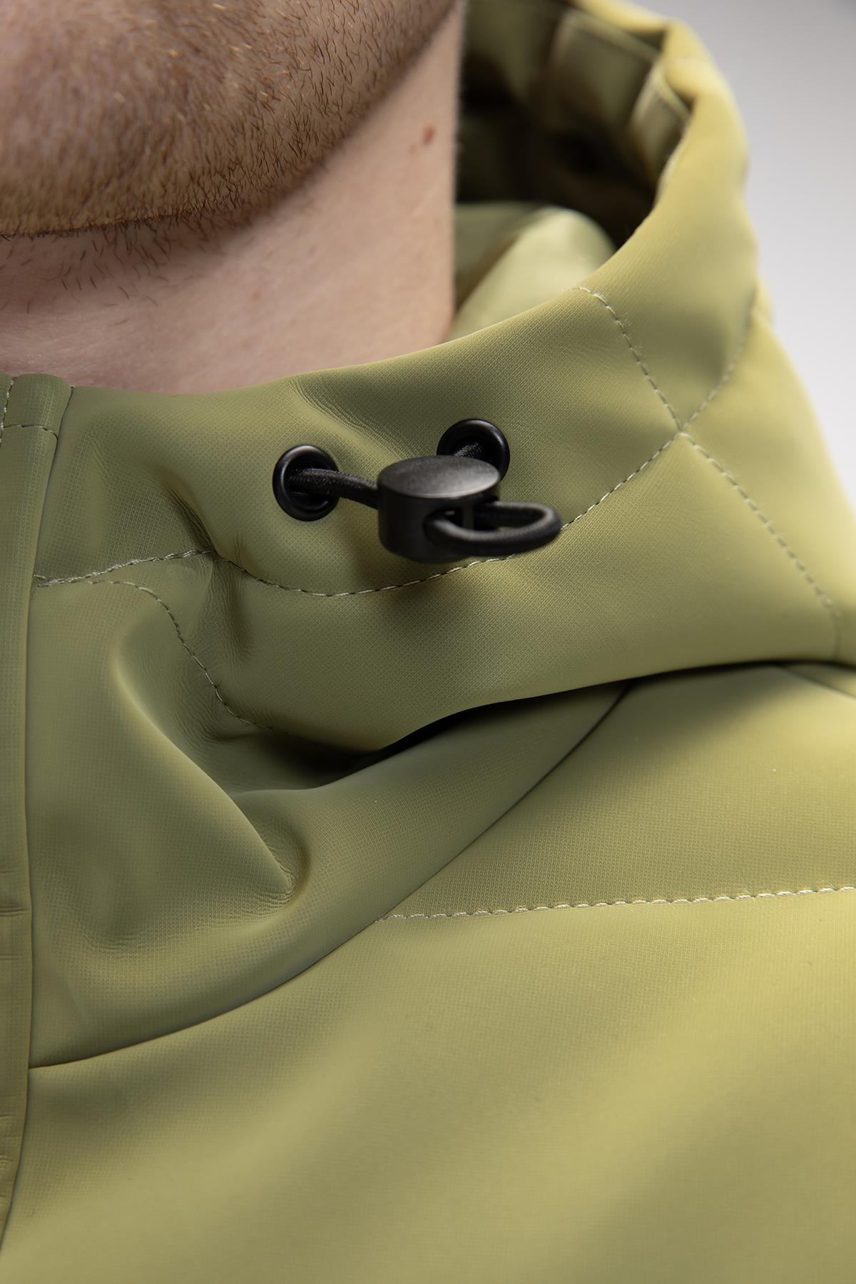 Barcelona Soluk Yeşi̇l Puffer Kapüşonlu Erkek Mont