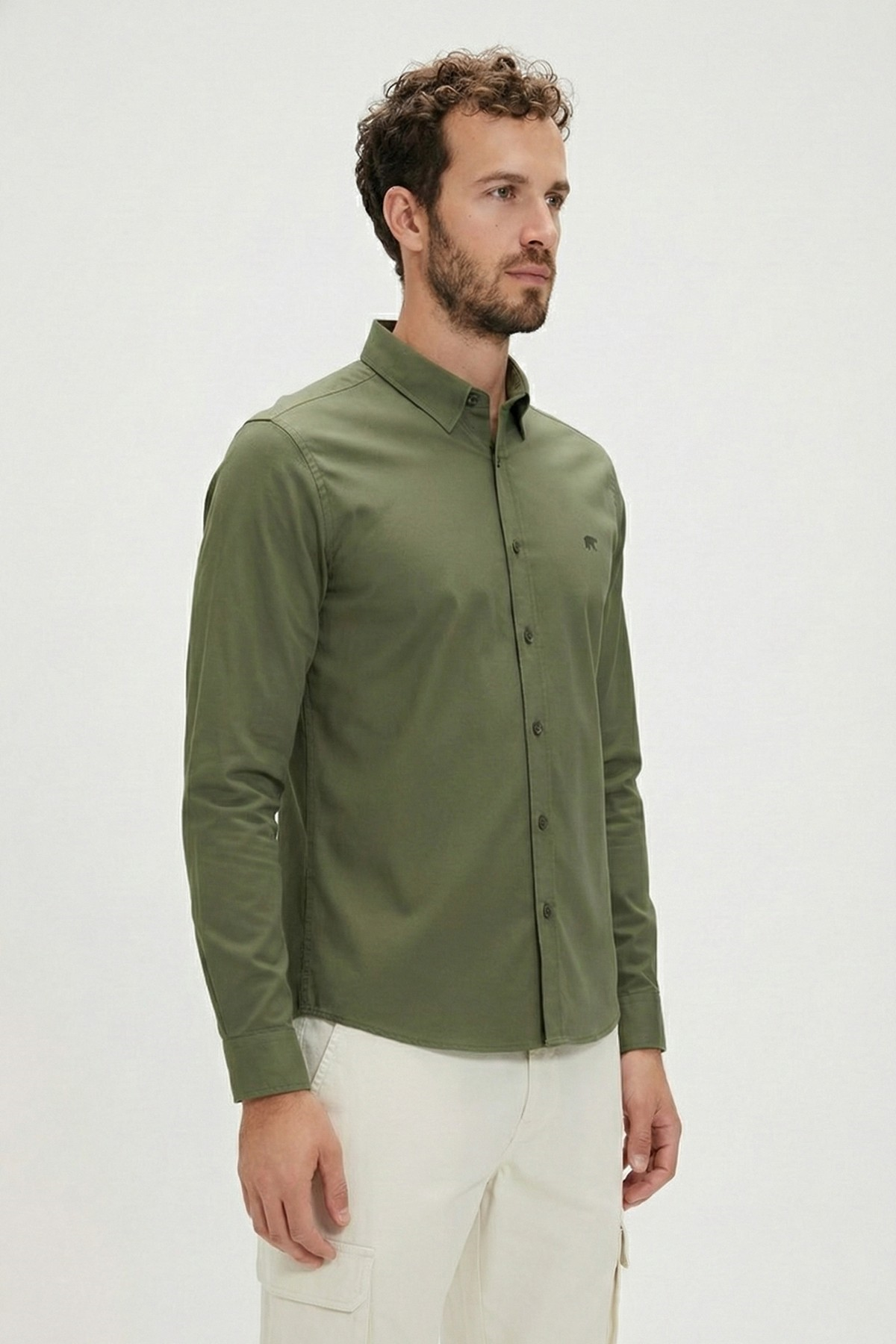 VICTOR BASIC SHIRT BASIC SHIRT SOLUK YEŞİL DÜĞMELİ MAN SHIRT VICTOR BASIC SHIRTVICTOR BASIC SHIRT
