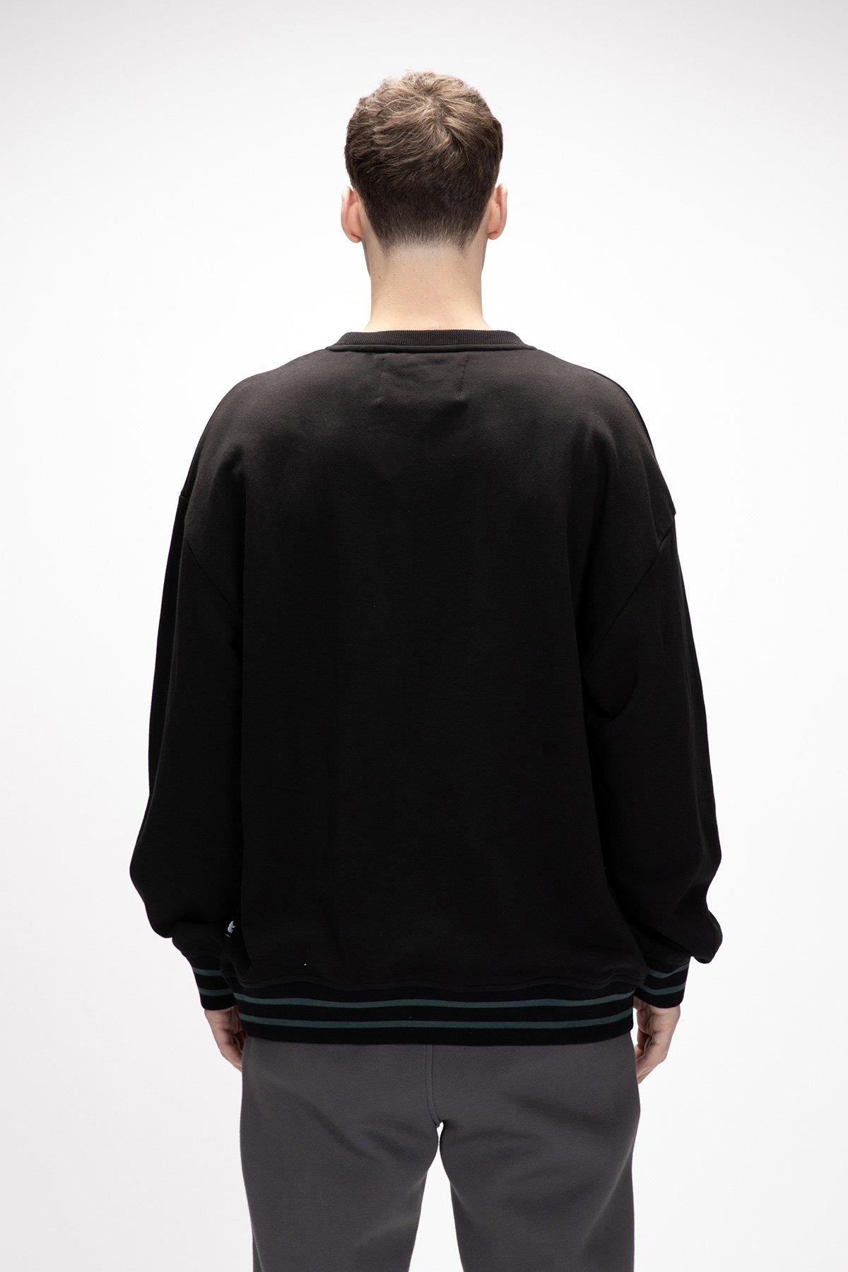 Vecna Si̇yah Oversize Erkek Baskılı Sweatshirt