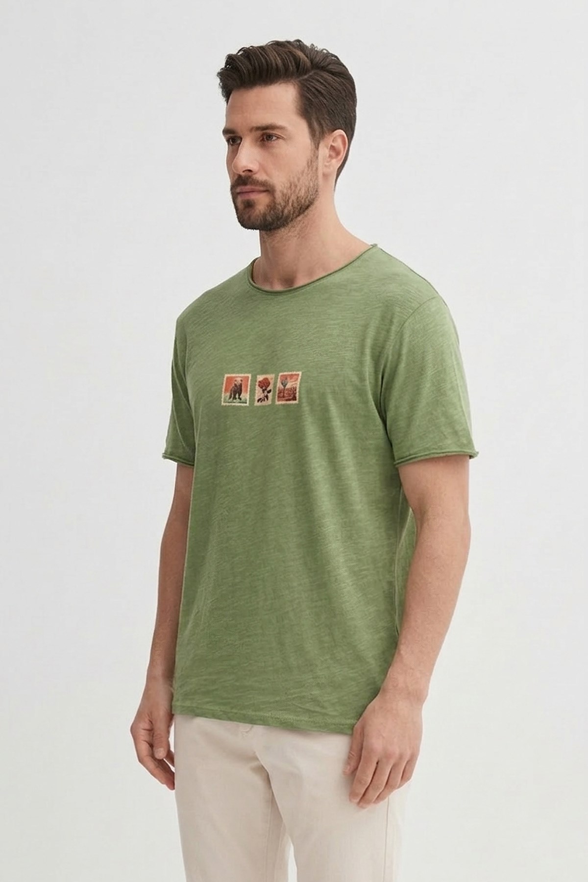 Rose Soluk Yeşil Erkek Baskılı Tişört