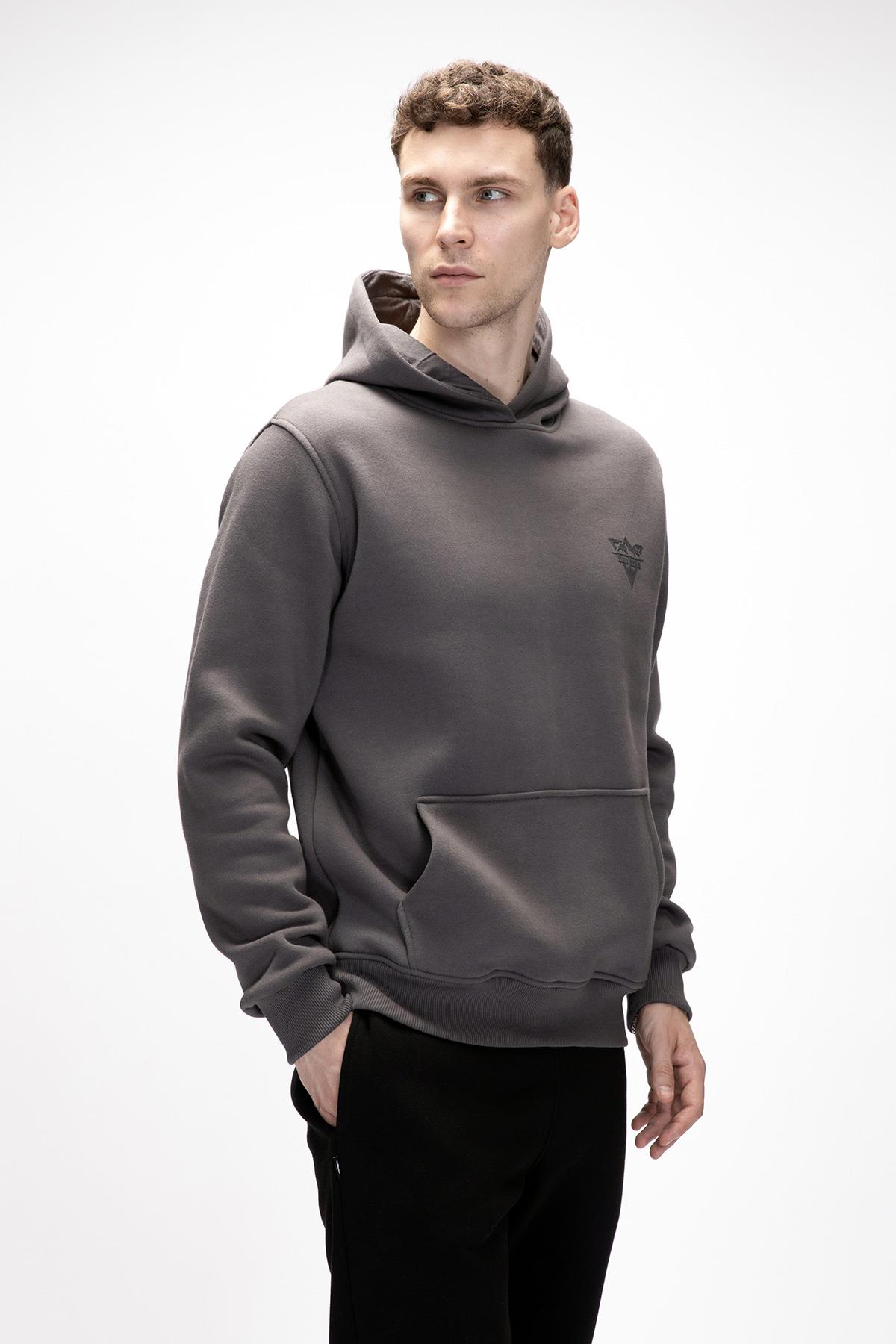 Lake Asfalt Kapüşonlu Erkek Sweatshirt