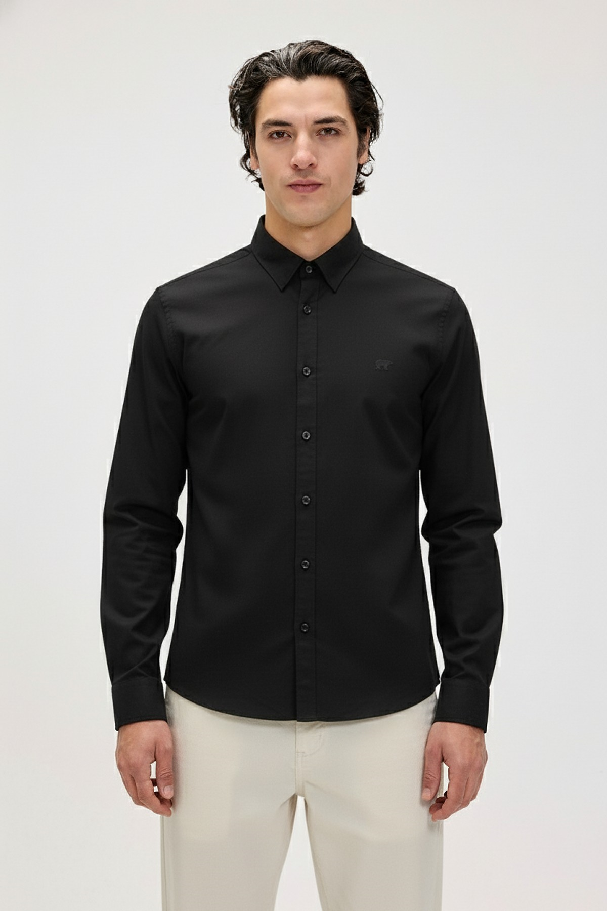 VICTOR BASIC SHIRT BASIC SHIRT SİYAH DÜĞMELİ MAN SHIRT VICTOR BASIC SHIRTVICTOR BASIC SHIRT