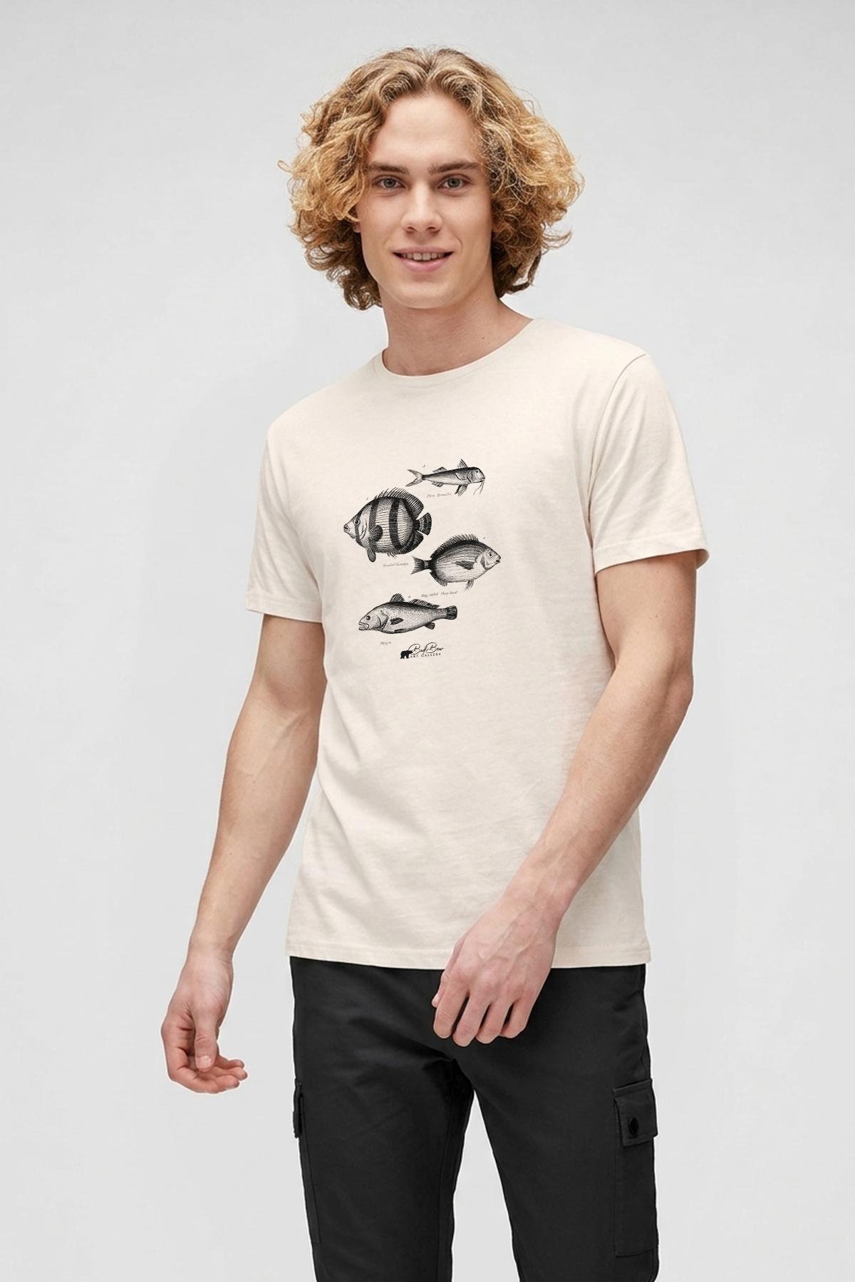 Drawıng Fish Beyaz Erkek Baskılı Tişört