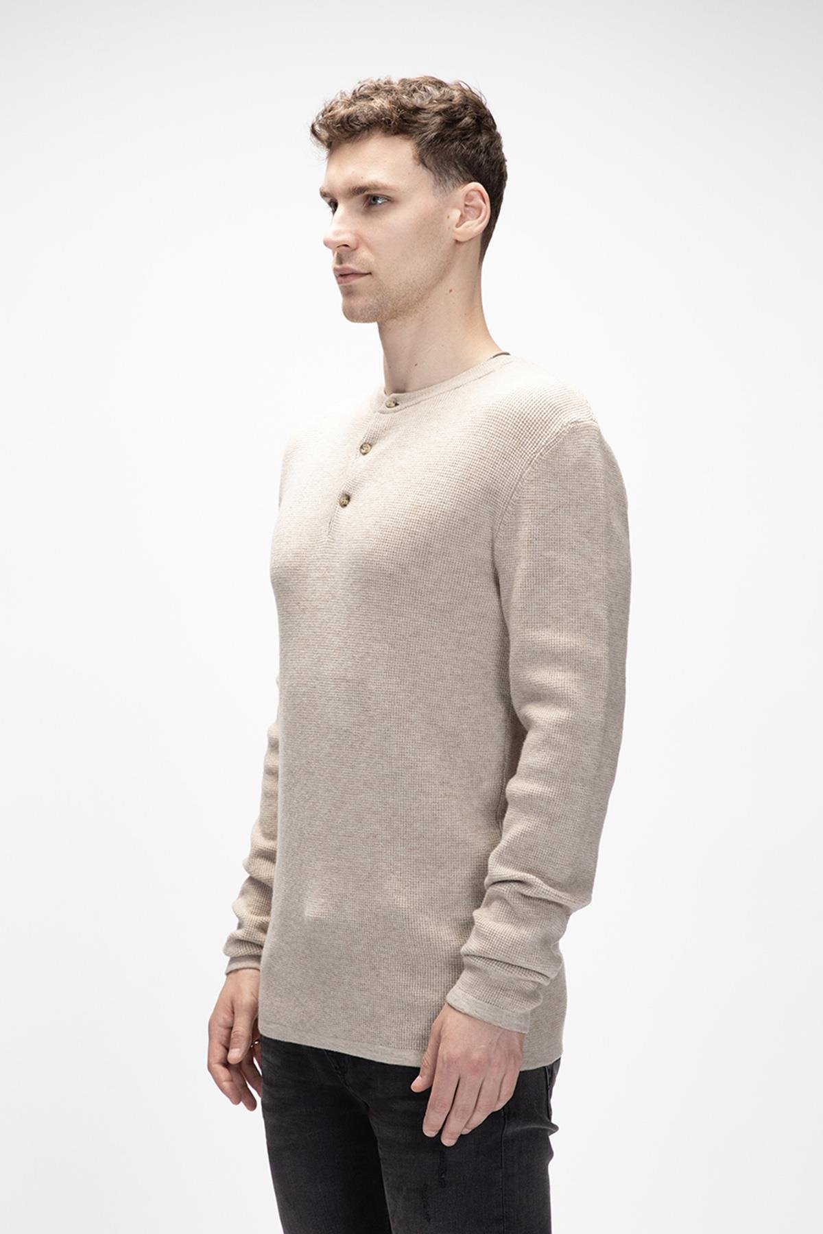 Moreno Bej Bisiklet Yaka Erkek Triko Kazak