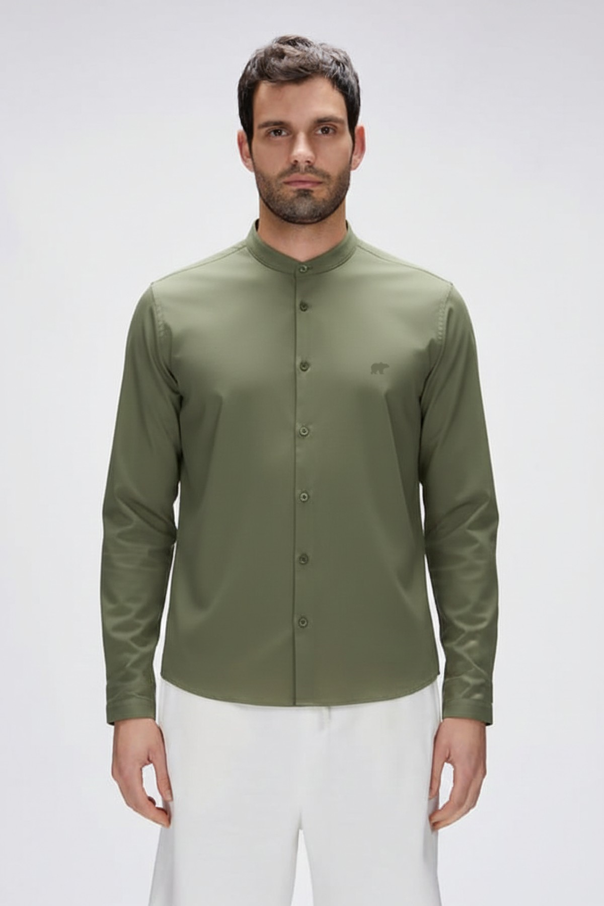 CRUDE SHIRT BASIC SHIRT SOLUK YEŞİL DÜĞMELİ MAN SHIRT CRUDE SHIRTCRUDE SHIRT