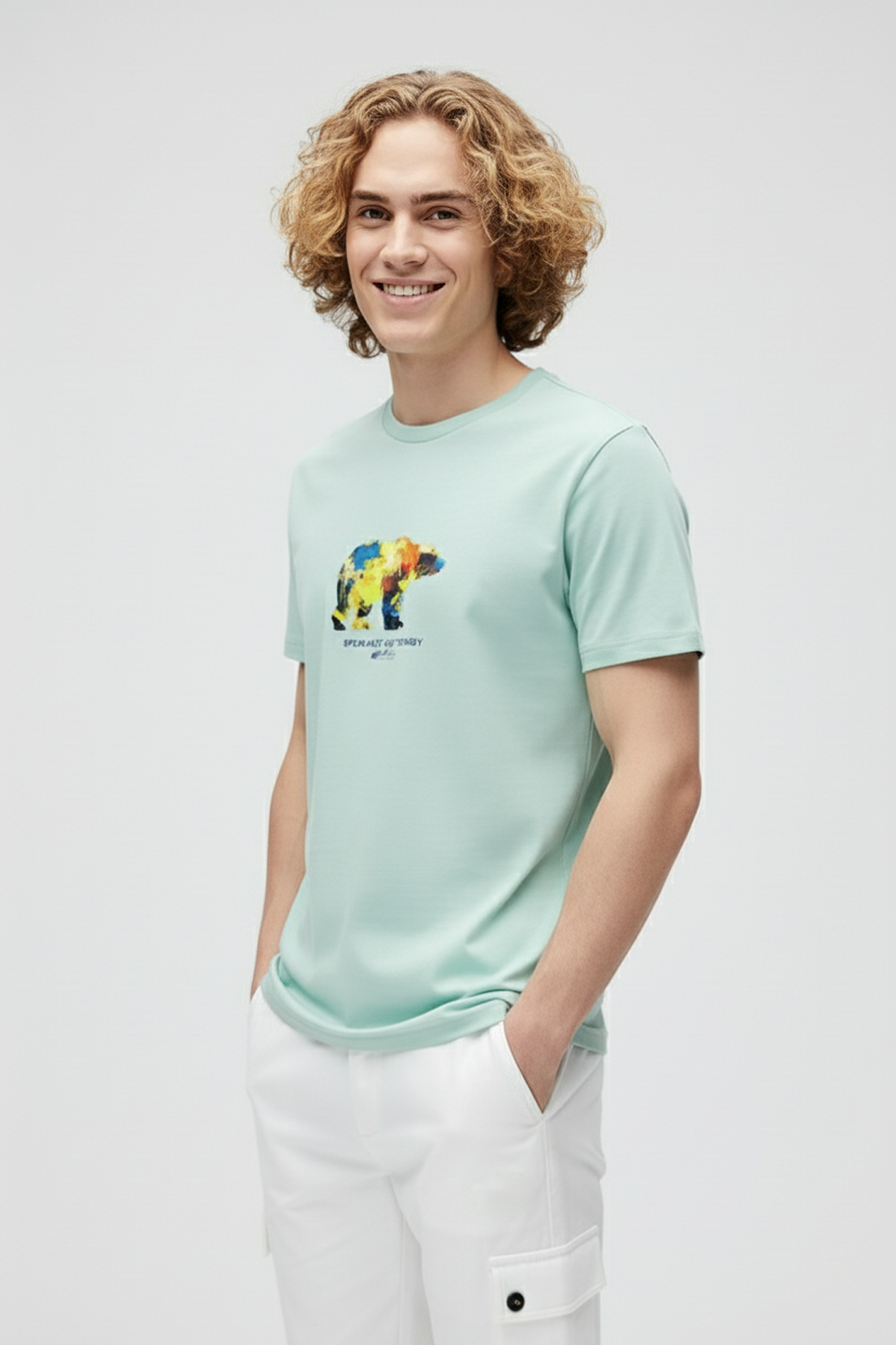 Speak Arty Pastel Yeşili Erkek Baskılı Tişört