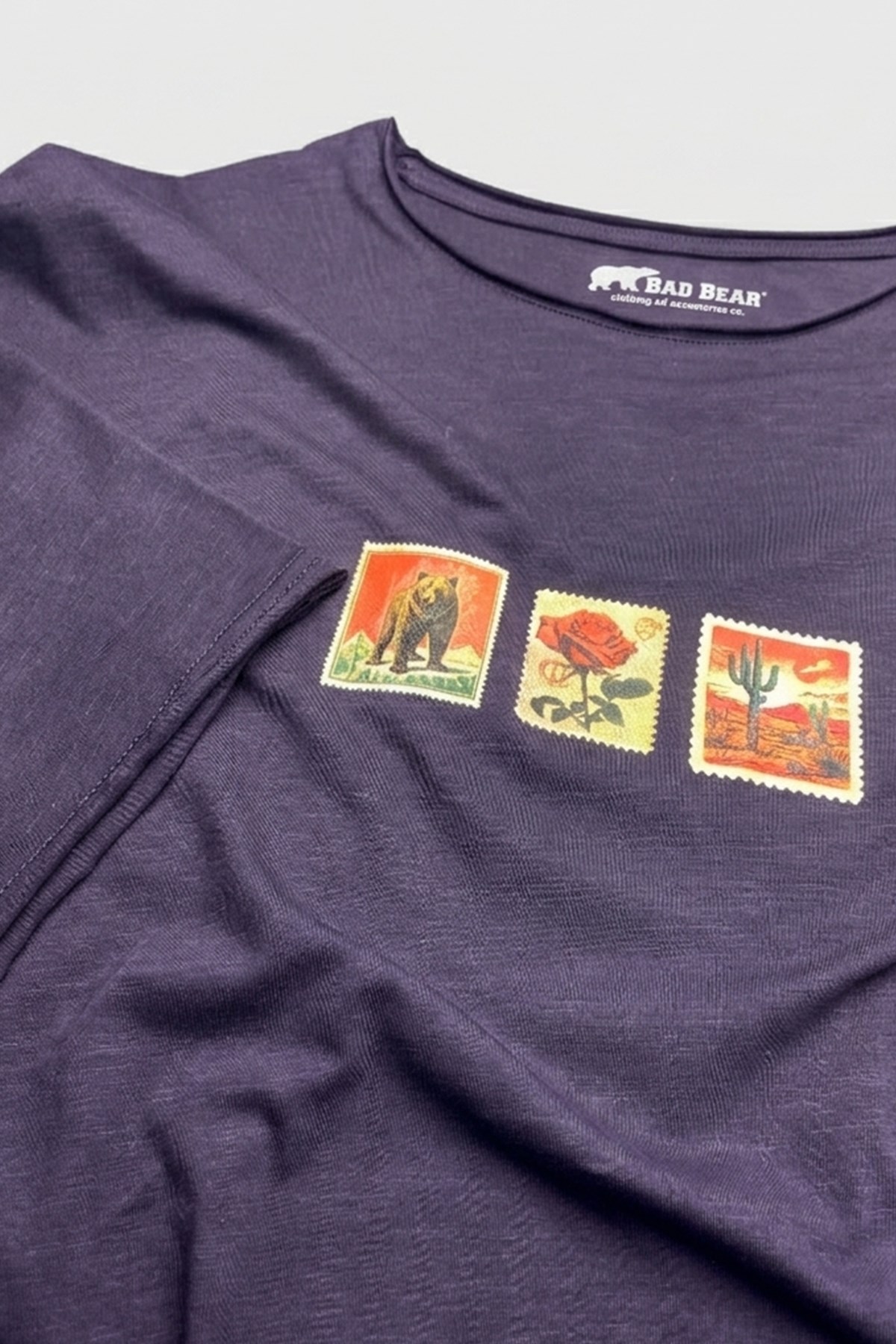 Rose Koyu Mor Erkek Baskılı Tişört