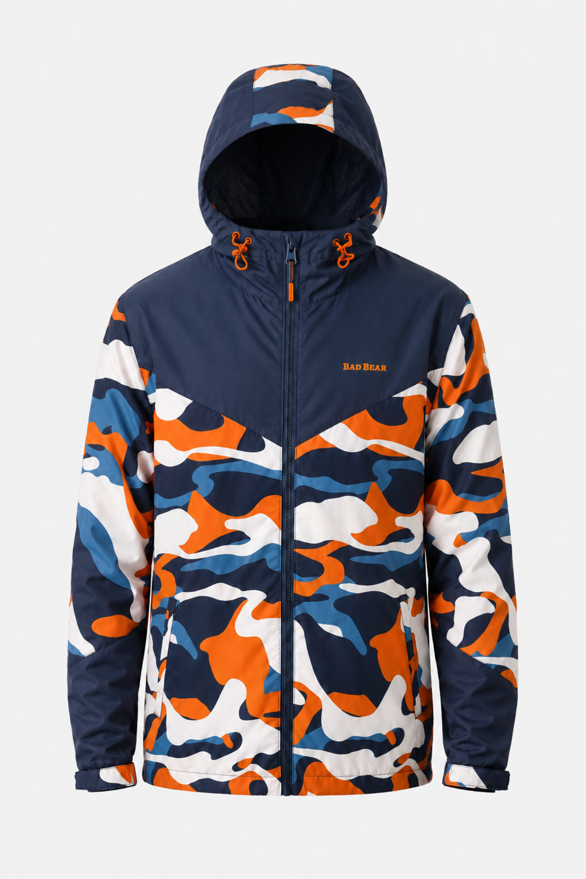 Uphill Lacivert Kamuflaj Desenli Kapüşonlu Erkek Rüzgarlık