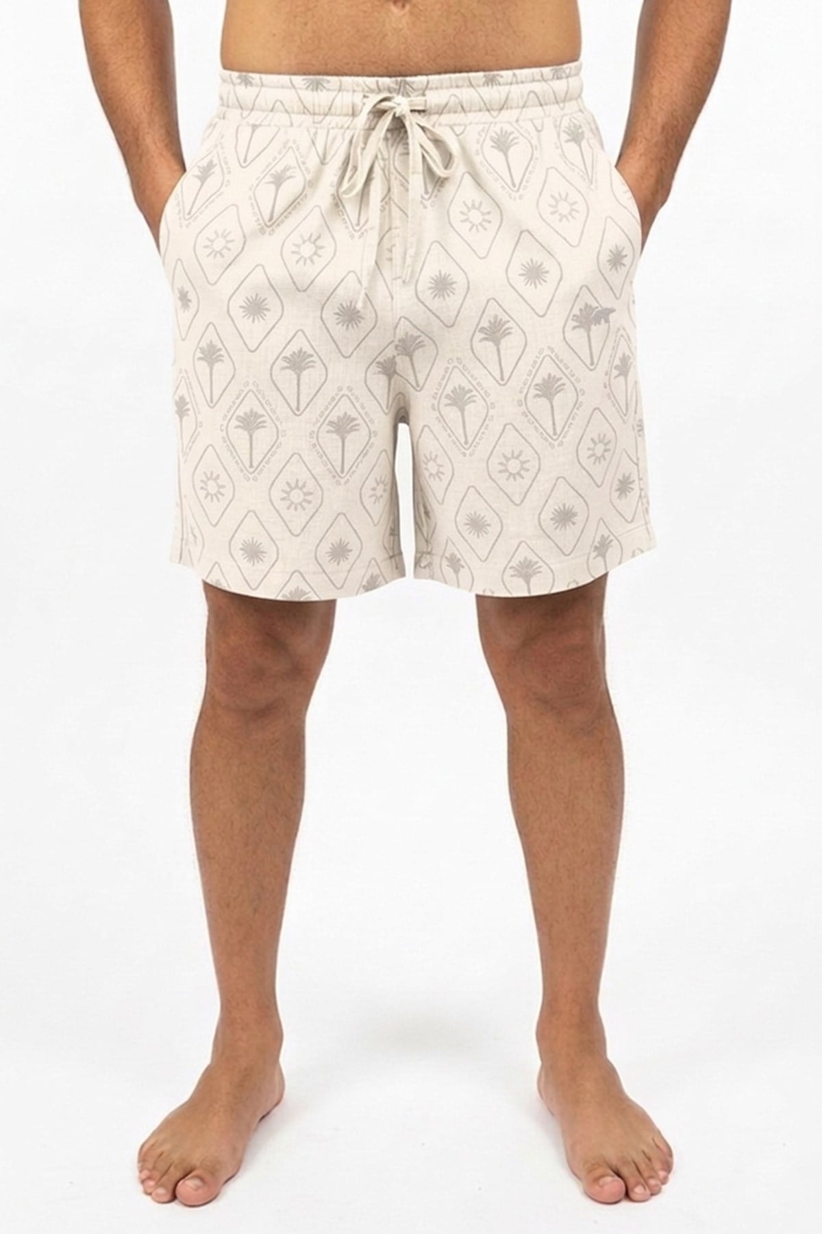 Palm Resort Beyaz Erkek Şort