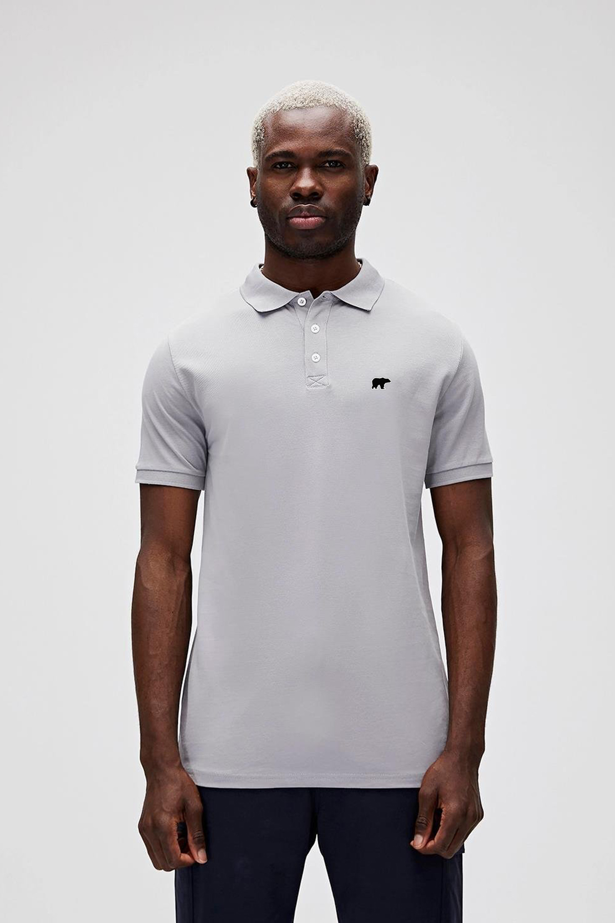 Gabriel Beyaz Duman Polo Yaka Erkek Tişört