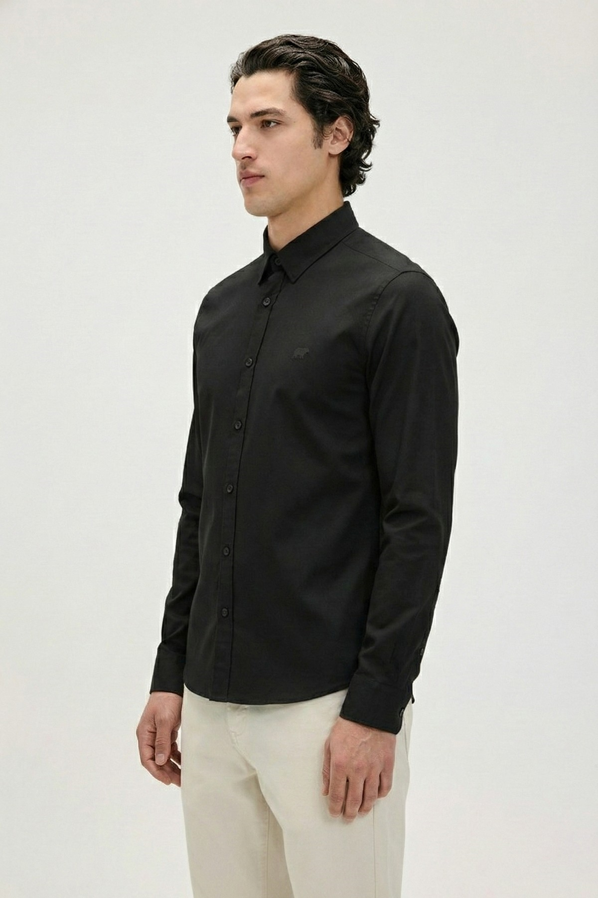 VICTOR BASIC SHIRT BASIC SHIRT SİYAH DÜĞMELİ MAN SHIRT VICTOR BASIC SHIRTVICTOR BASIC SHIRT