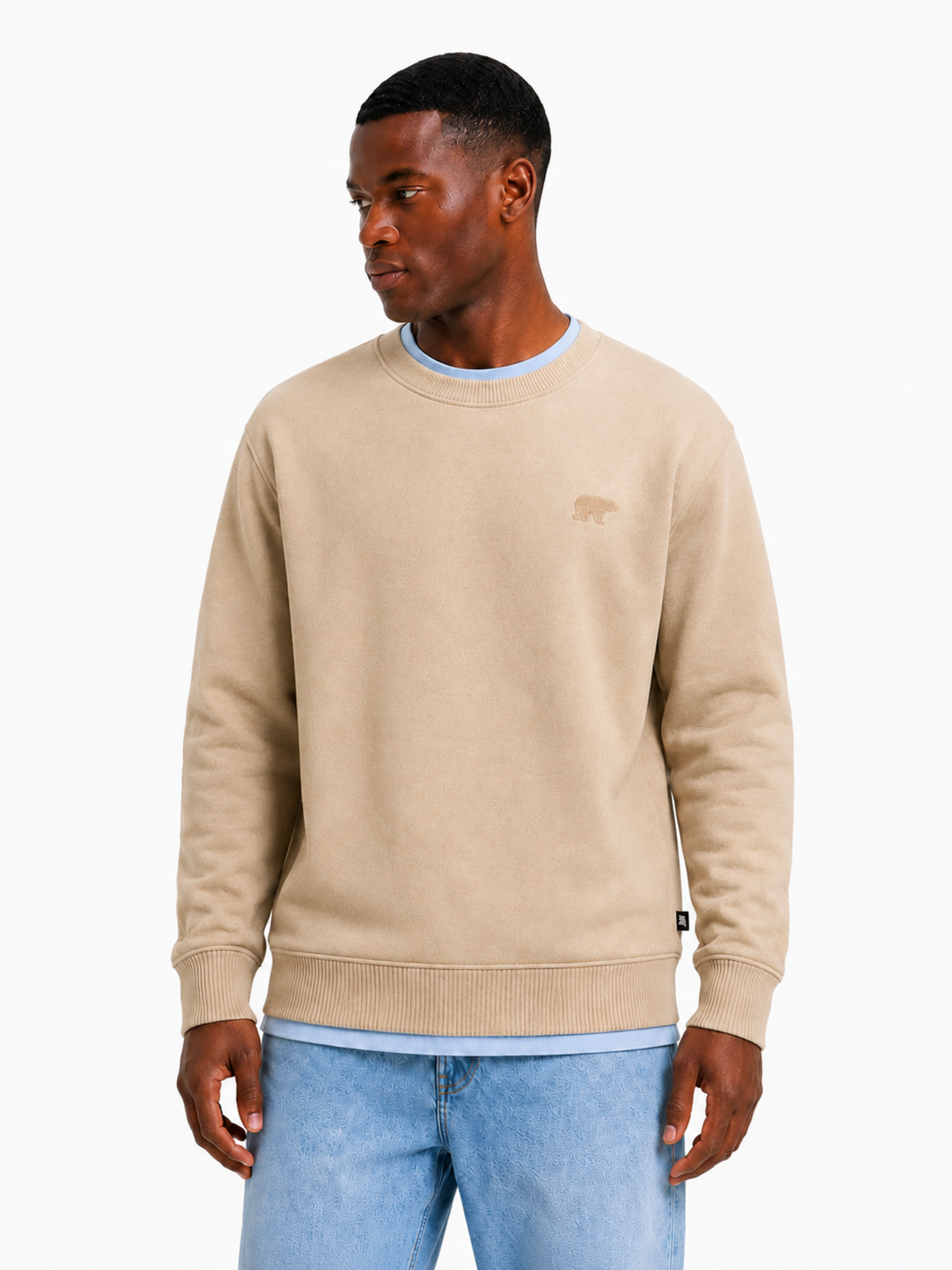Outlands Bej Basic Erkek Sweatshirt