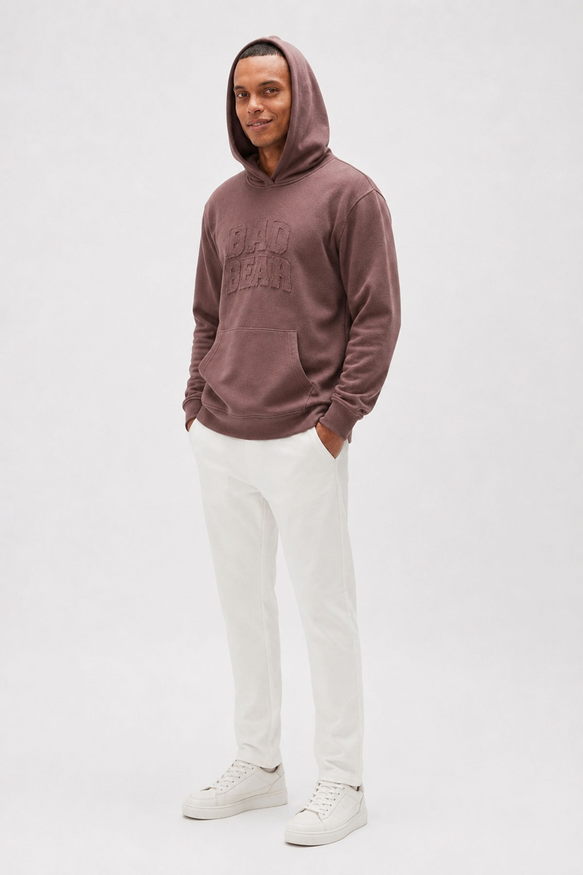 Glacier Kahverengi Logo Baskılı Kapüşonlu Erkek Sweatshirt