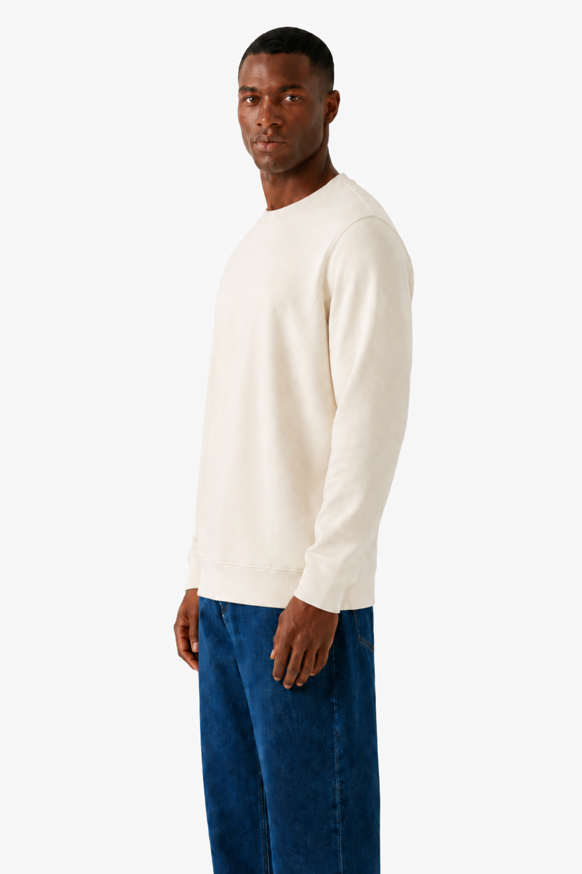 Shield Krem Rengi Basic Erkek Sweatshirt