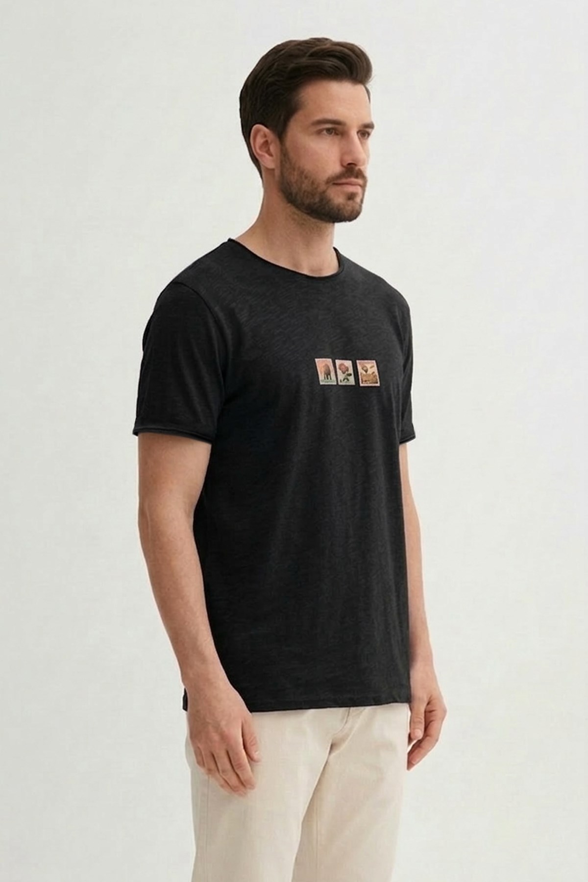 Rose Siyah Erkek Baskılı Tişört