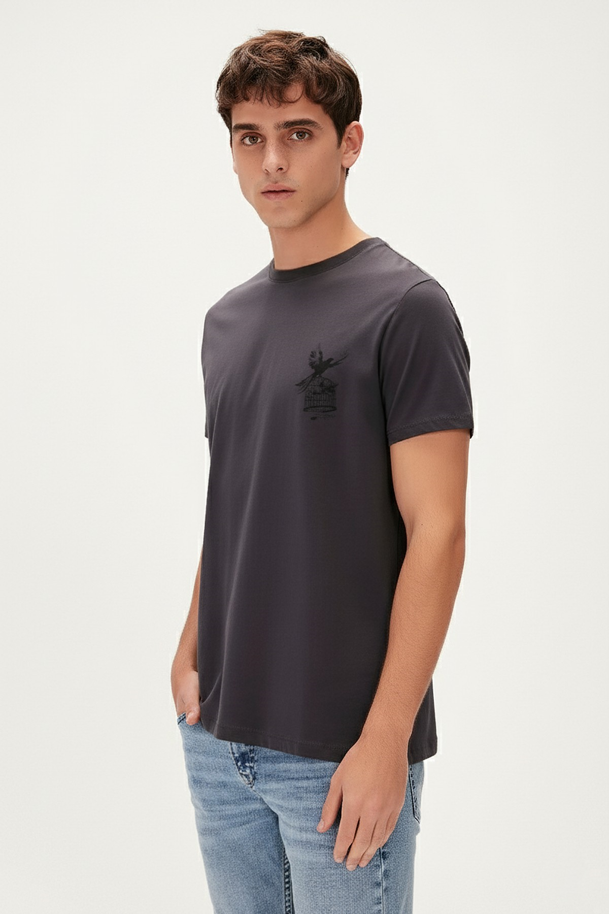 FISH DREAM T-SHIRT PRINTED T-SHIRT ANTRASİT  MAN T-SHIRT FISH DREAM T-SHIRTFISH DREAM T-SHIRT