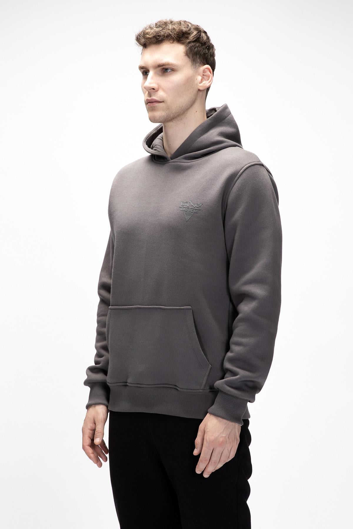Lake Asfalt Kapüşonlu Erkek Sweatshirt