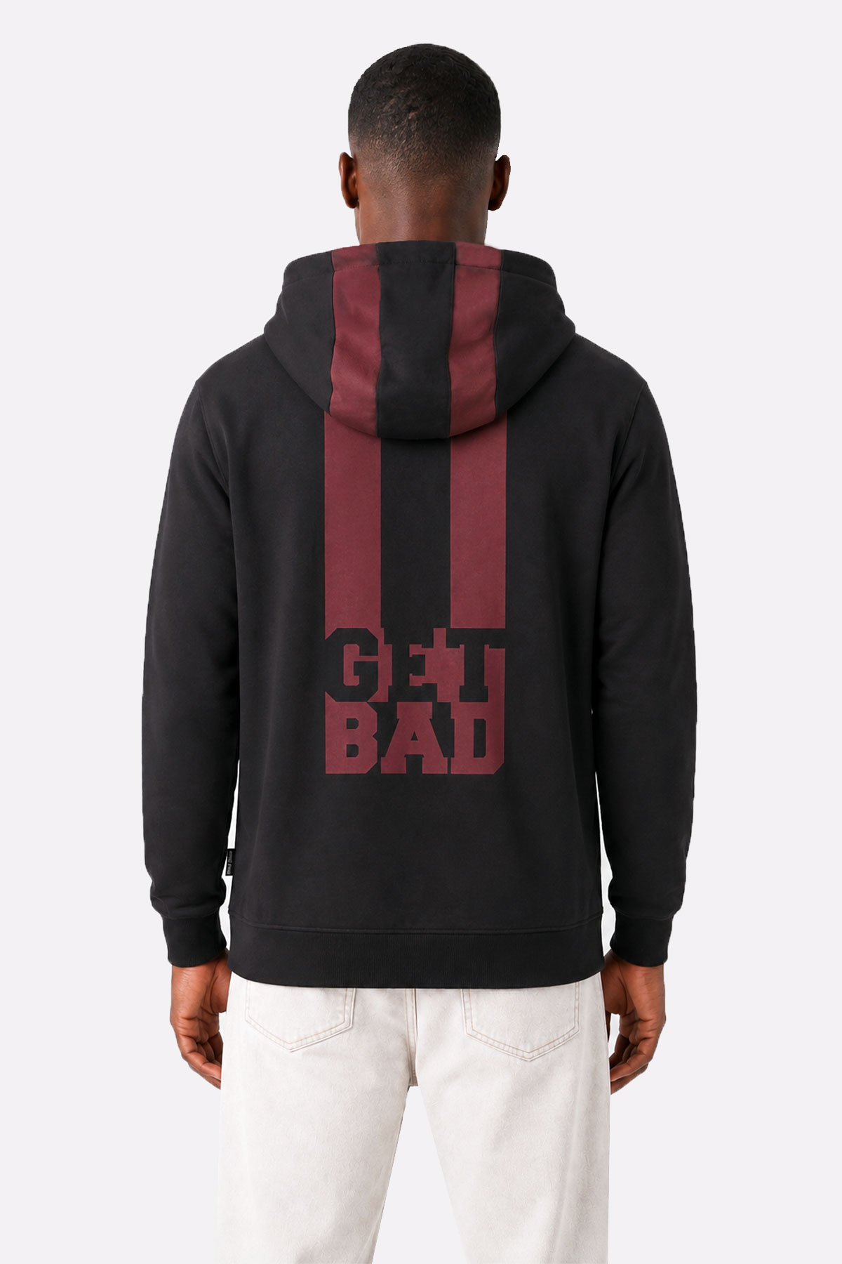 Steap Light Siyah Sırt Baskılı Kapüşonlu Erkek Sweatshirt
