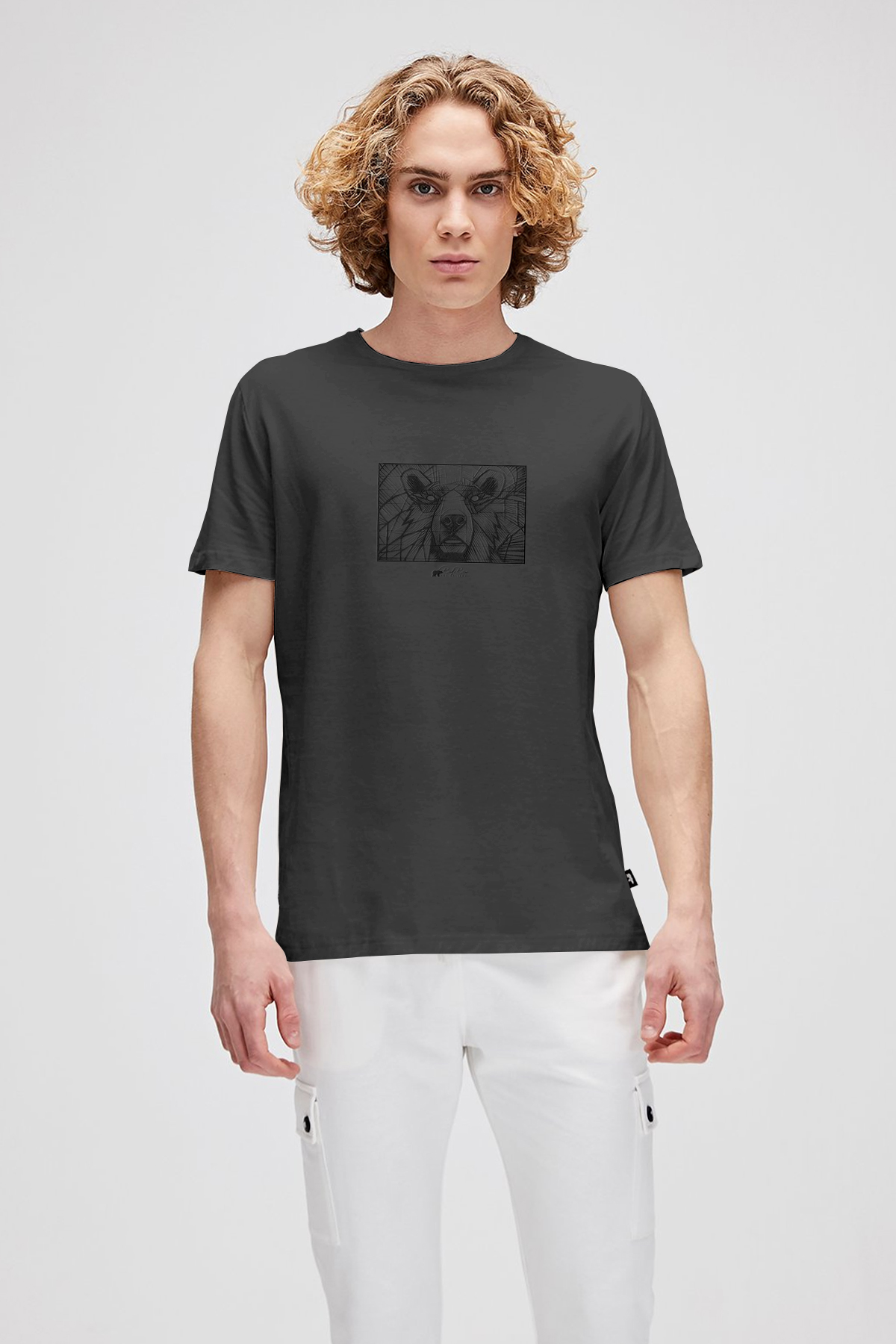 WALL BEAR T-SHIRT PRINTED T-SHIRT ANTRASİT  MAN T-SHIRT WALL BEAR T-SHIRTWALL BEAR T-SHIRT