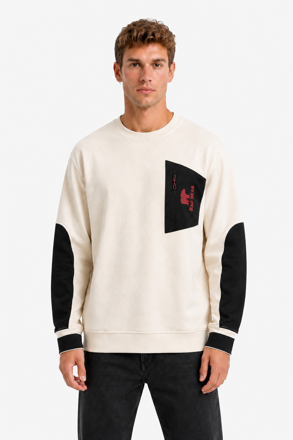 Untamed Bej Cep Detay Erkek Sweatshirt