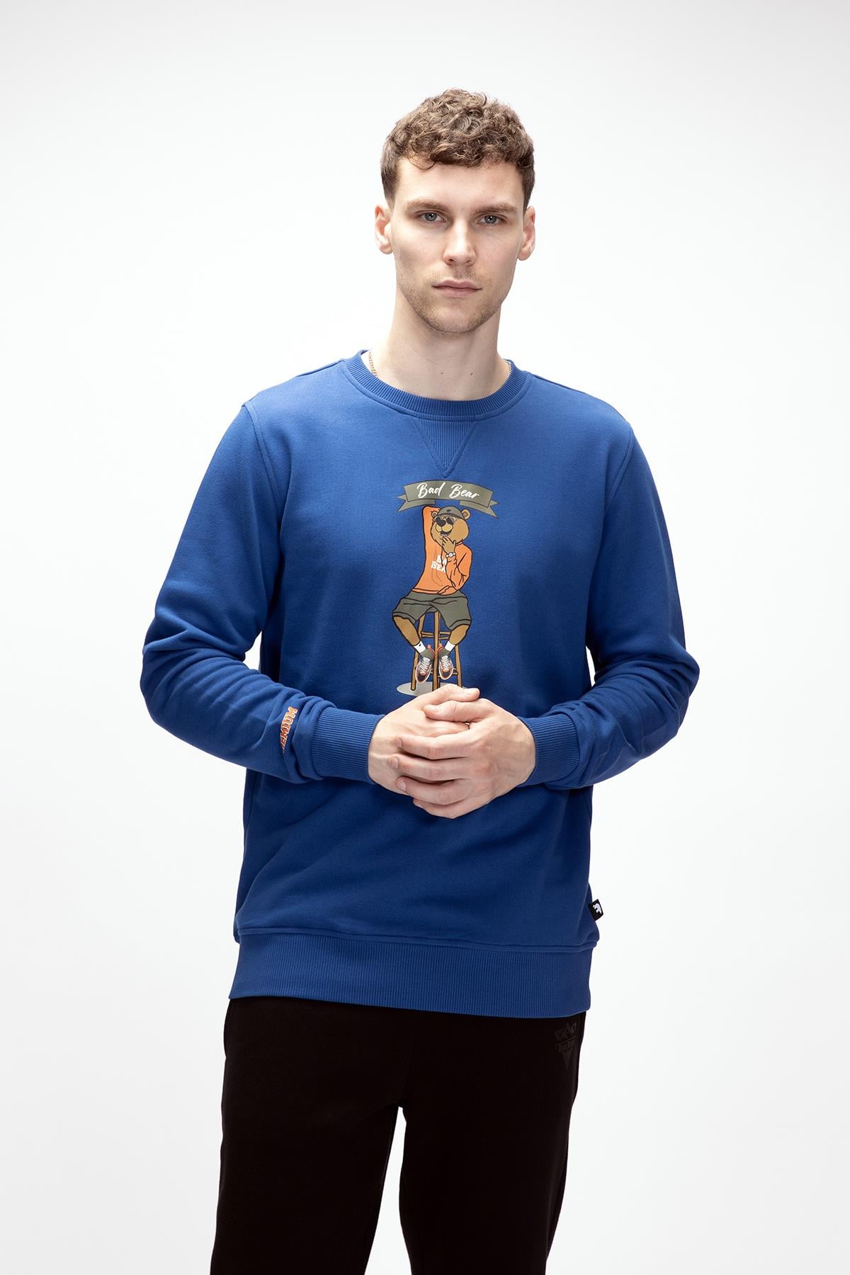 Acme Parlament Mavisi Erkek Baskılı Sweatshirt