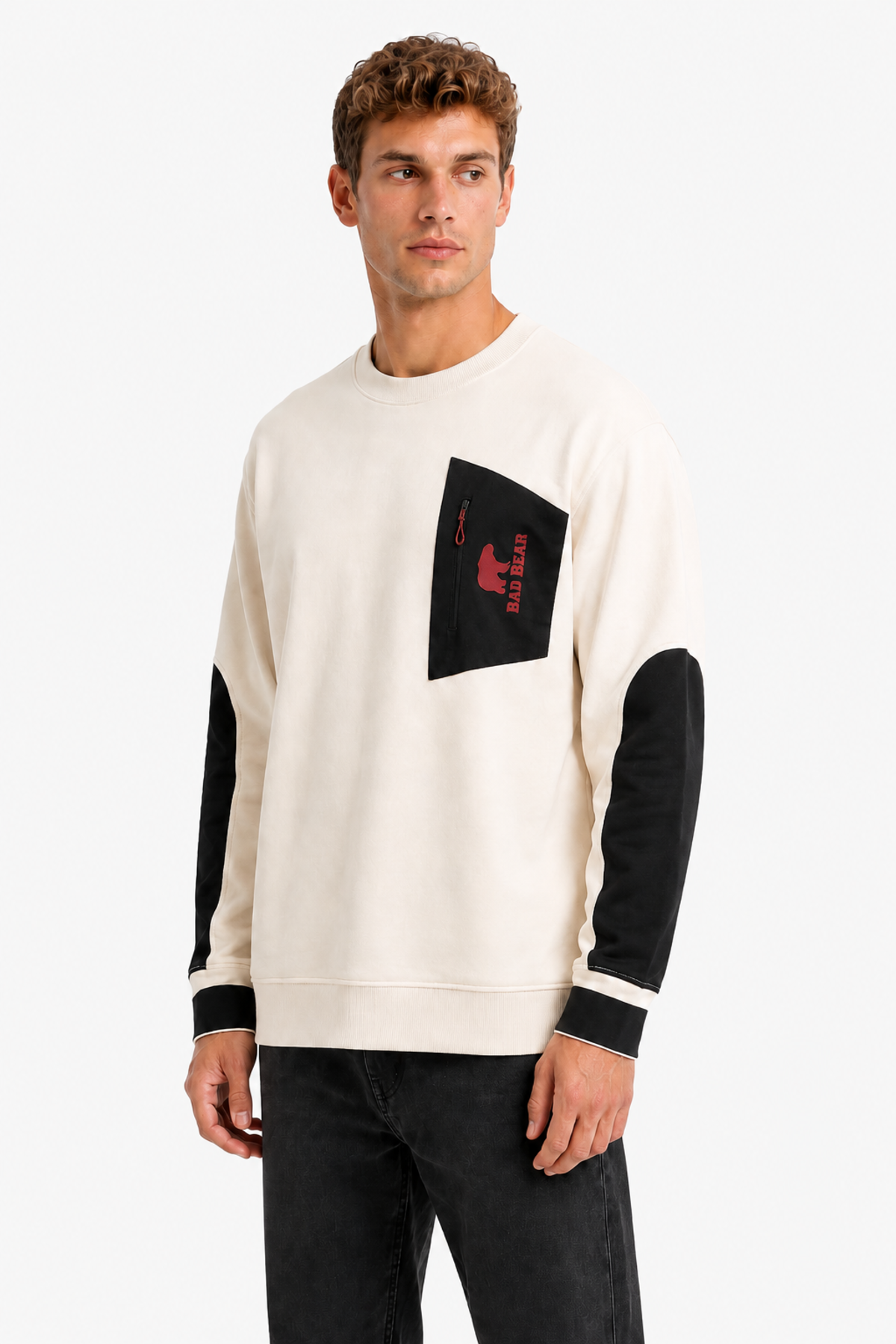 Untamed Bej Cep Detay Erkek Sweatshirt