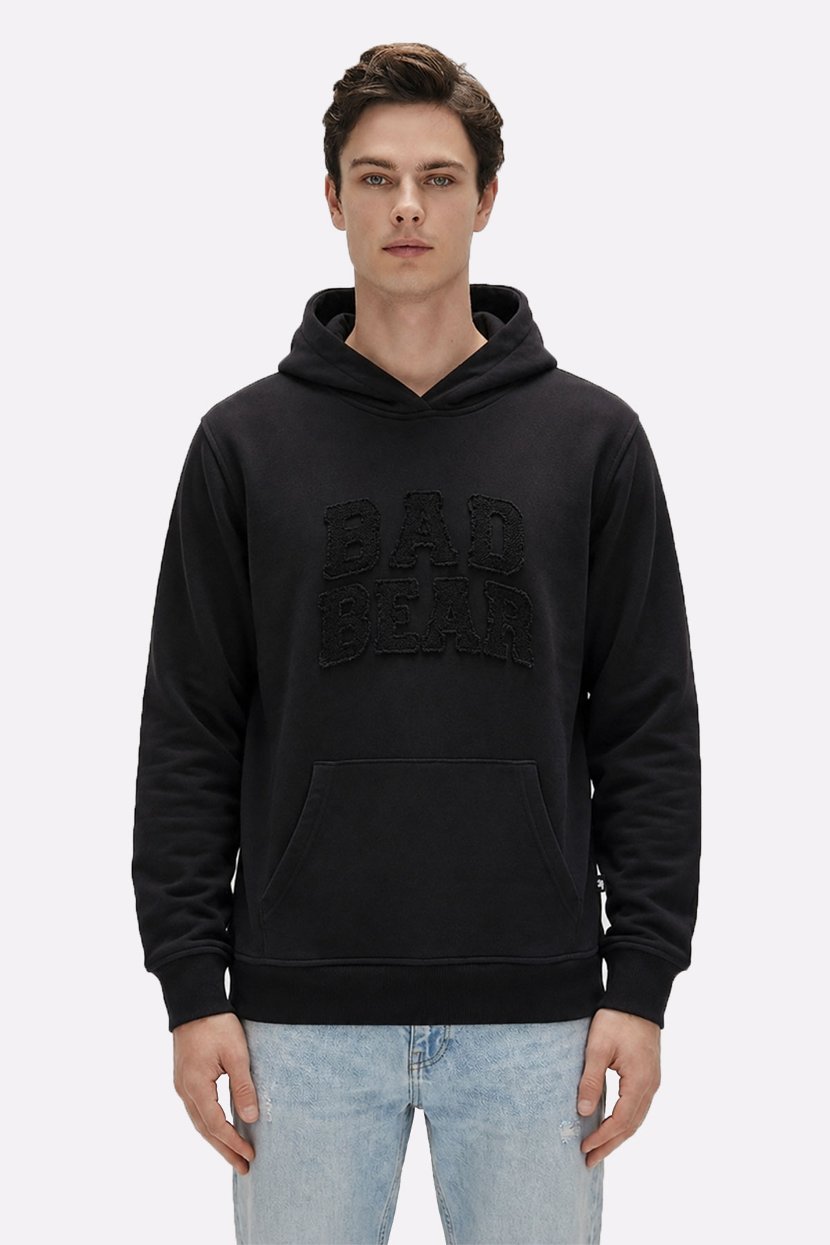 Glacier Siyah Logo Baskılı Kapüşonlu Erkek Sweatshirt