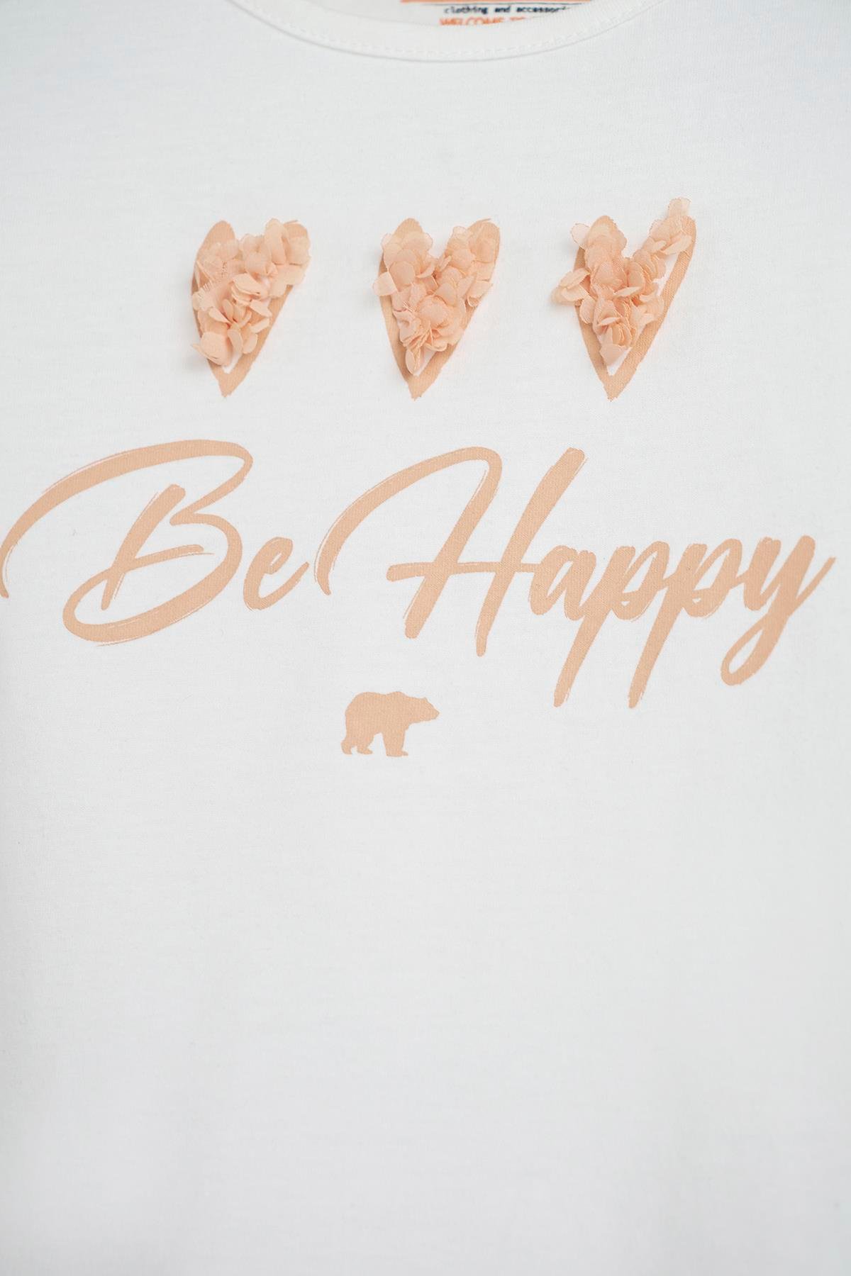 Pixie Beyaz Baskılı Kız Çocuk Tişört