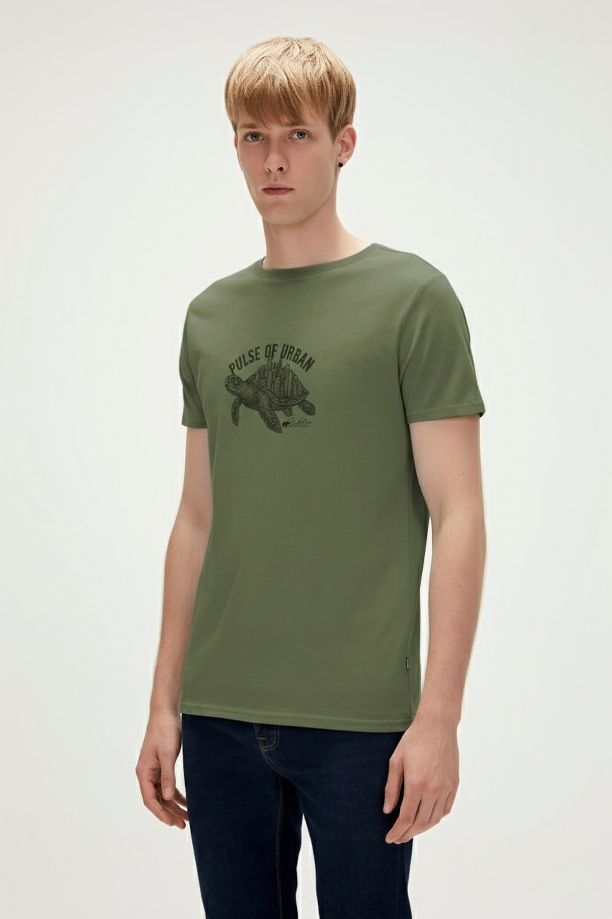 CARETTA PULSE T-SHIRT PRINTED T-SHIRT SOLUK YEŞİL  MAN T-SHIRT CARETTA PULSE T-SHIRTCARETTA PULSE T-SHIRT