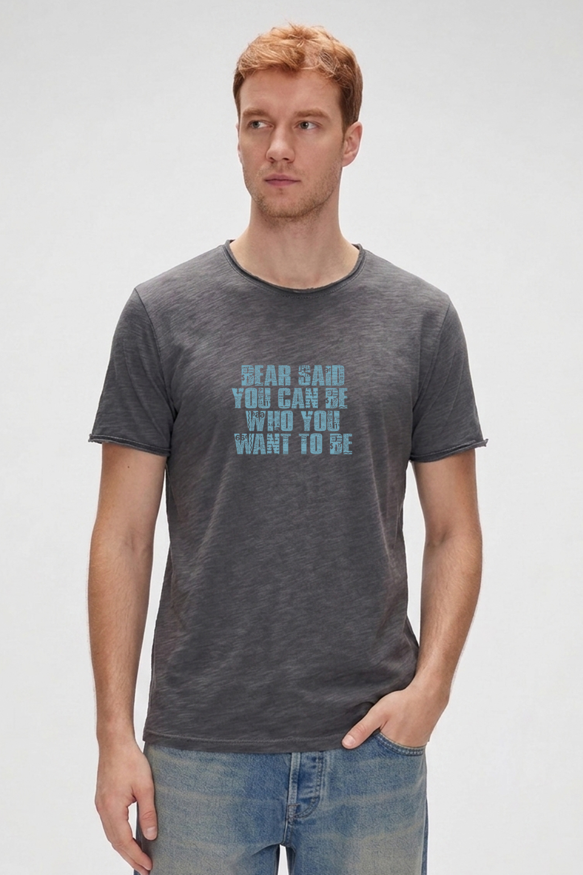 BEAR SAID T-SHIRT PRINTED T-SHIRT ANTRASİT  MAN T-SHIRT BEAR SAID T-SHIRTBEAR SAID T-SHIRT