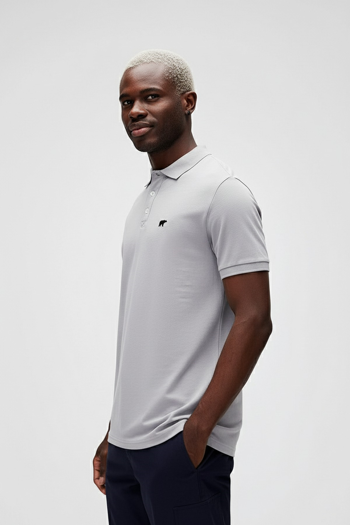 Gabriel Beyaz Duman Polo Yaka Erkek Tişört