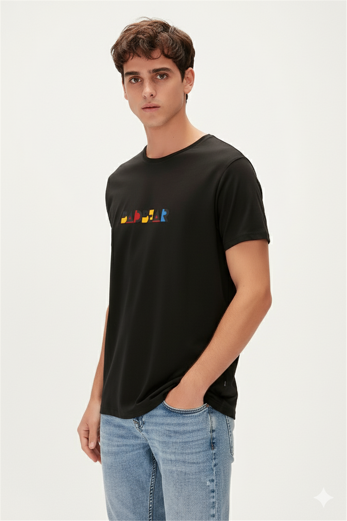 Retro Colors Siyah Erkek Baskılı Tişört