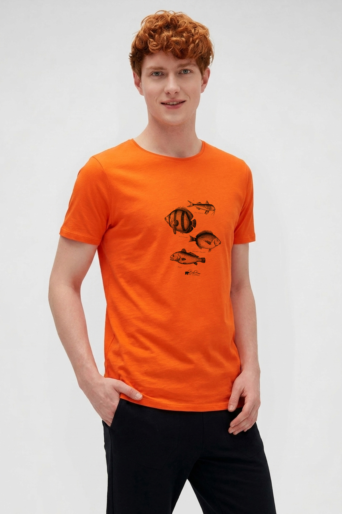 Drawıng Fish Turuncu Erkek Baskılı Tişört