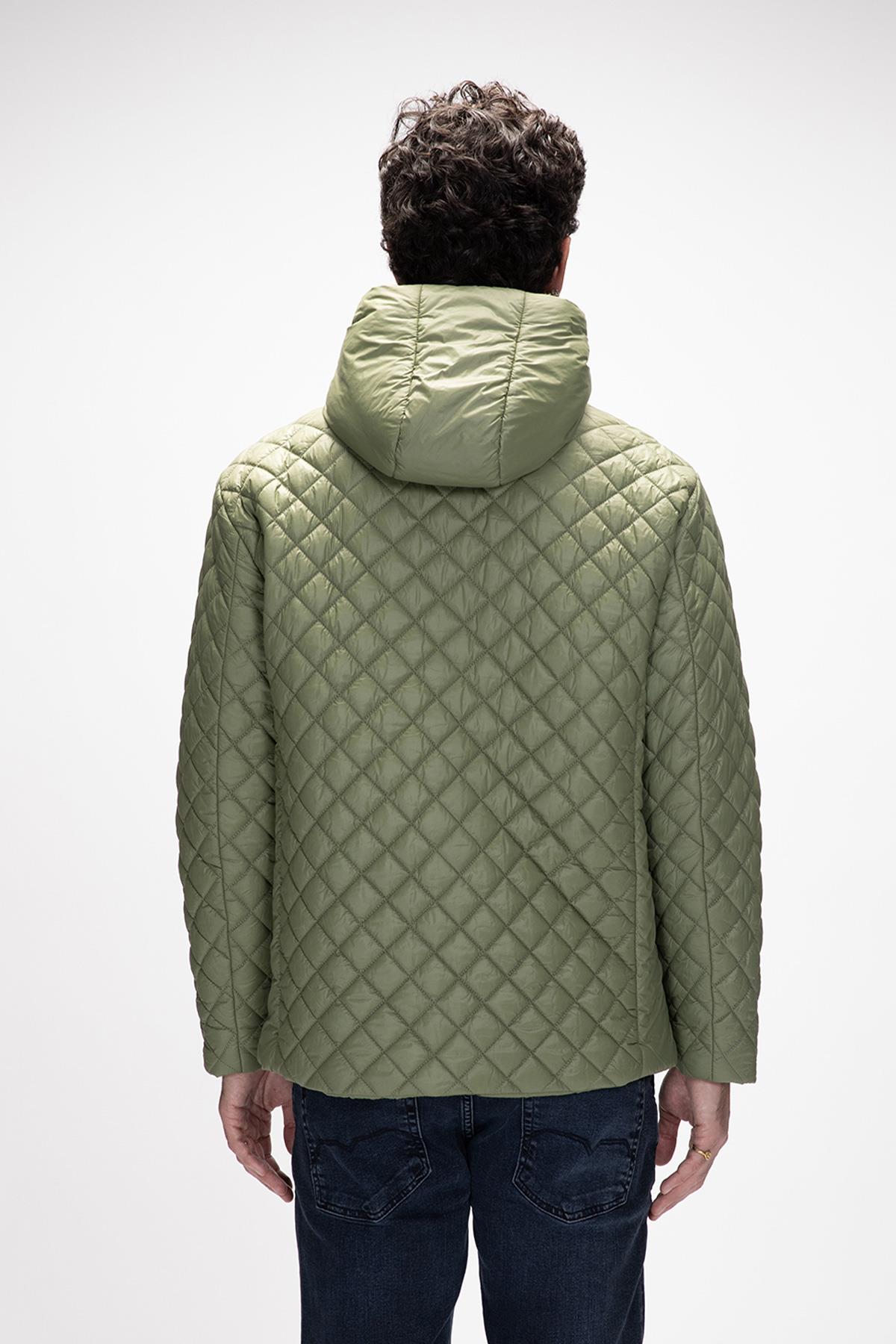 Shang Soluk Yeşi̇l Puffer Kapüşonlu Erkek Mont