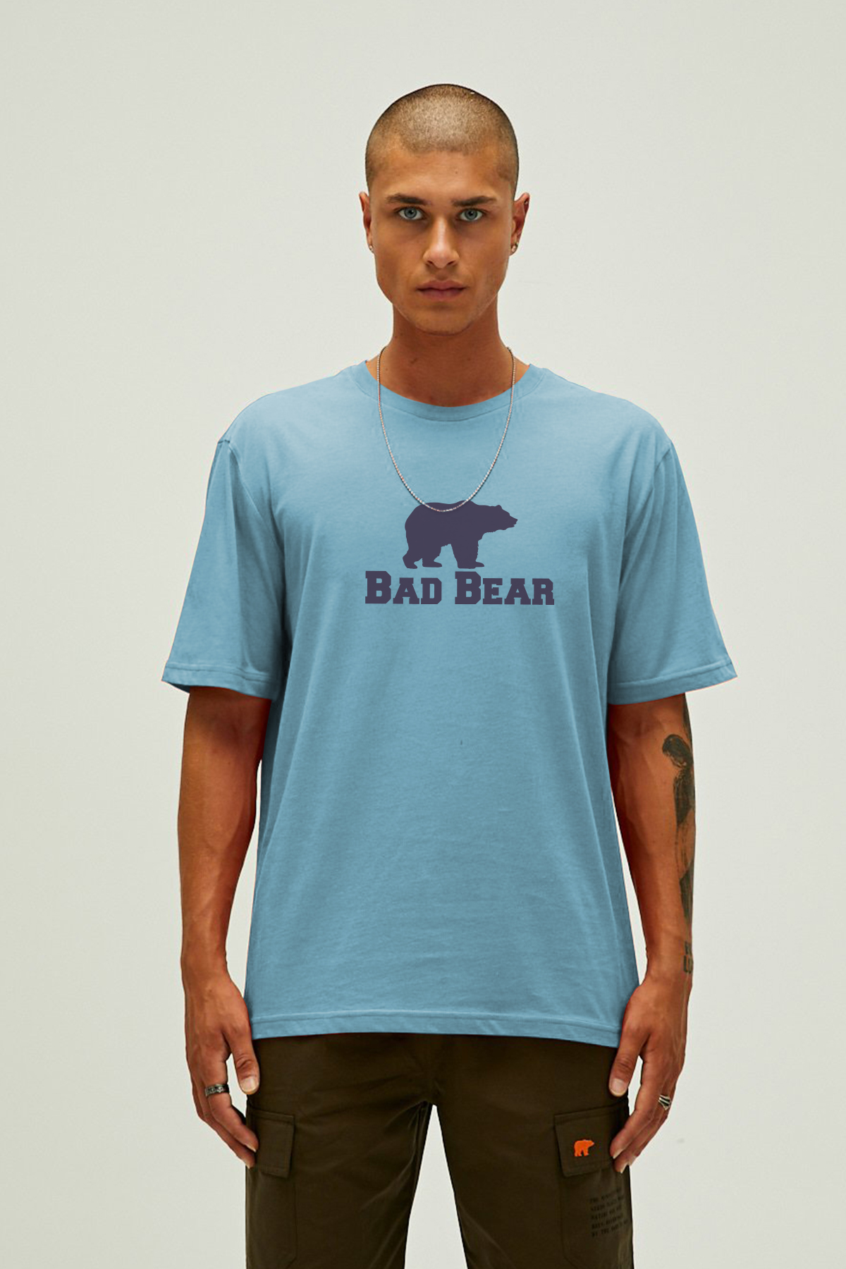 Muscle Retro Mavi Erkek Baskılı Tişört