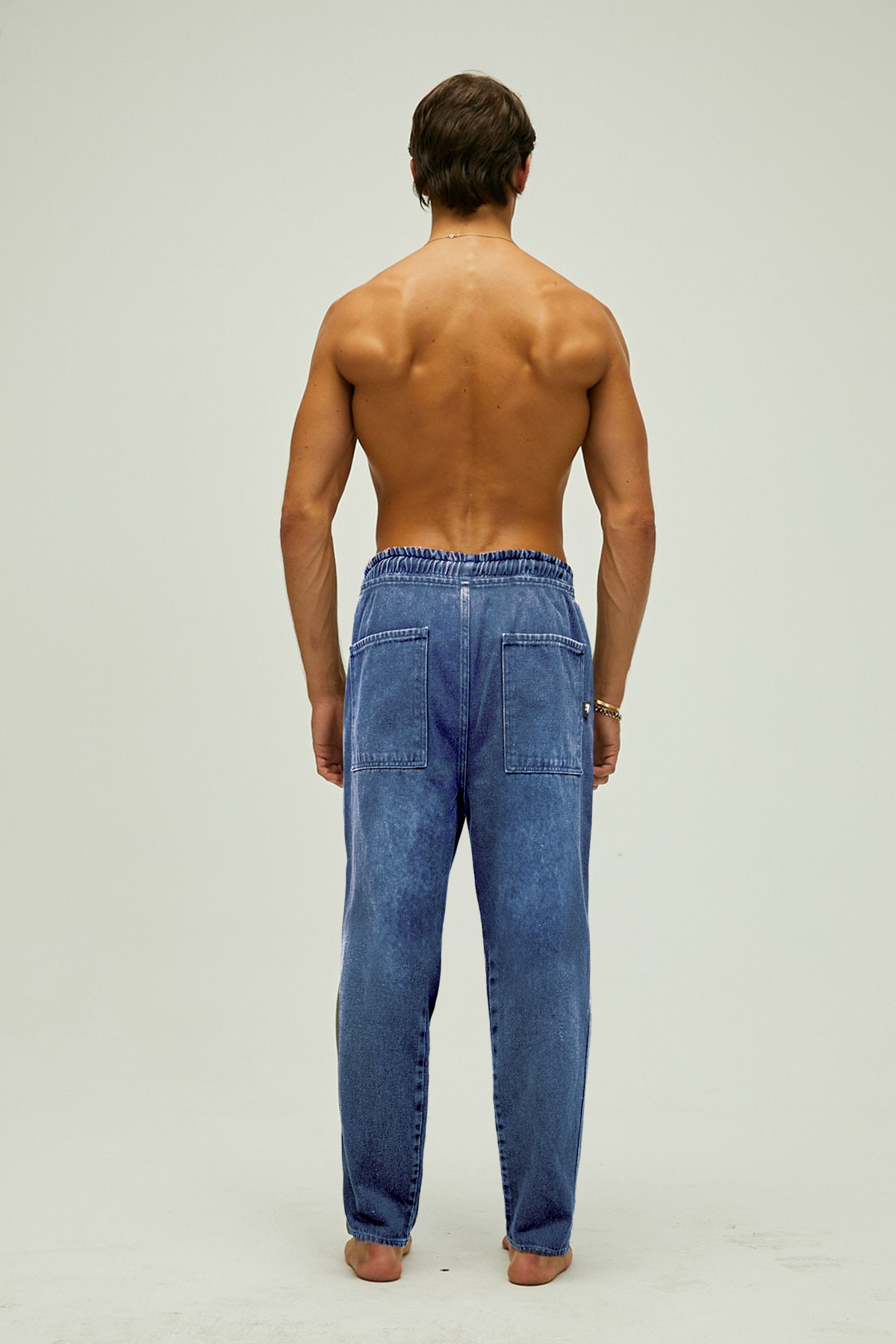 Eze Beli Lastikli Regular Fit Pamuklu Mavi Erkek Jean