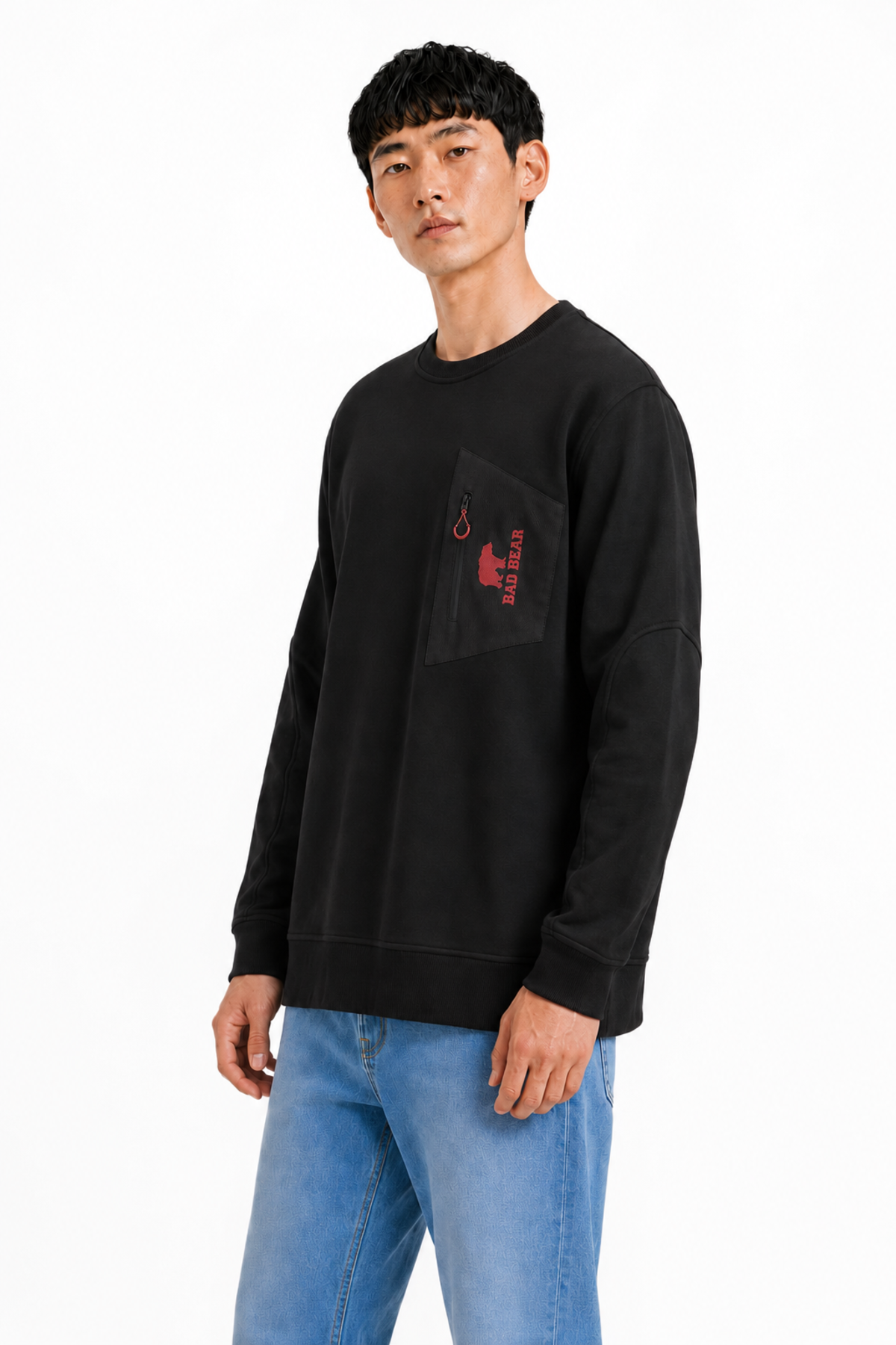 Untamed Siyah Cep Detay Erkek Sweatshirt