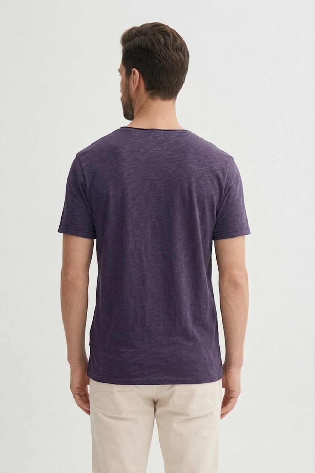 Rose Koyu Mor Erkek Baskılı Tişört