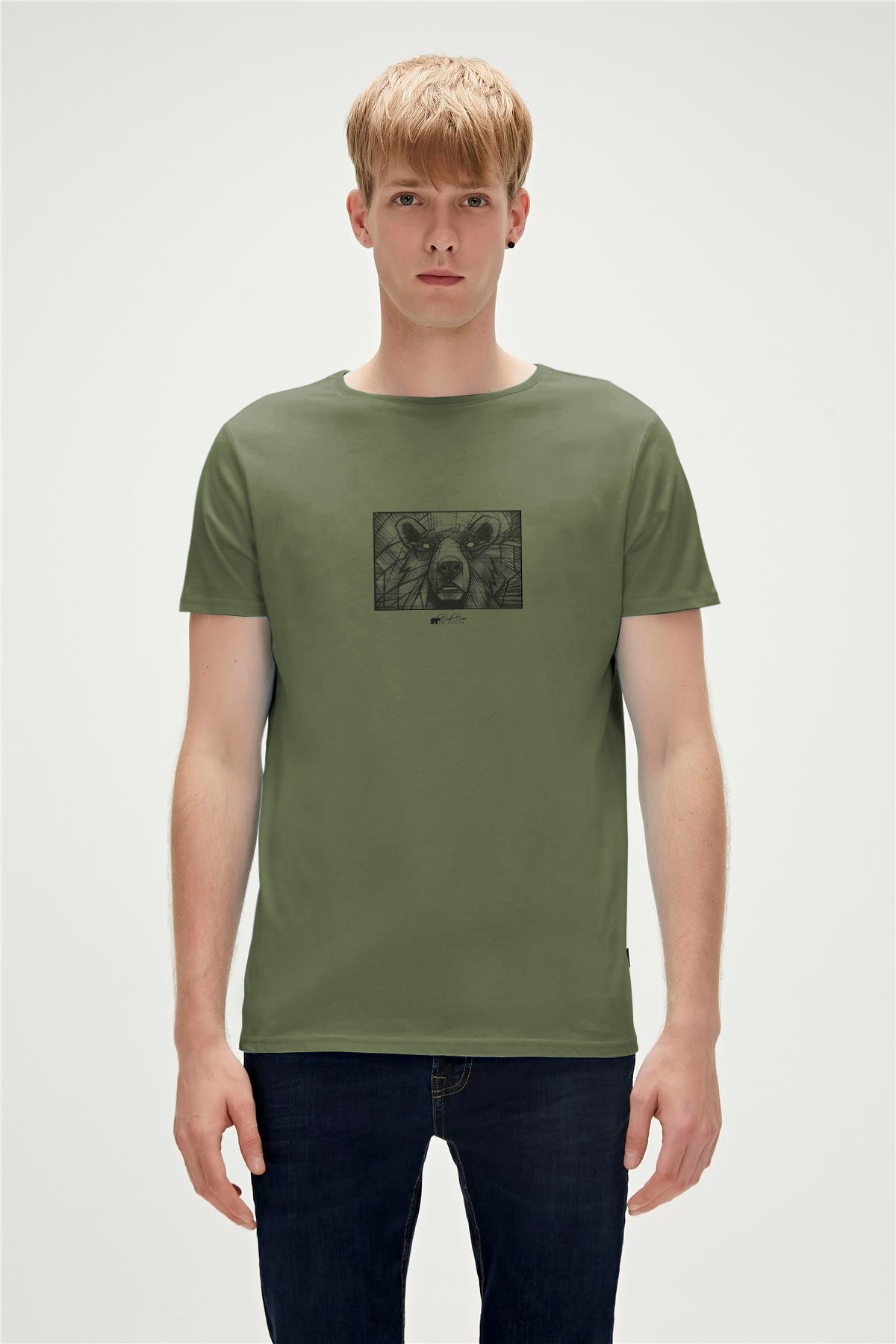 WALL BEAR T-SHIRT PRINTED T-SHIRT SOLUK YEŞİL  MAN T-SHIRT WALL BEAR T-SHIRTWALL BEAR T-SHIRT