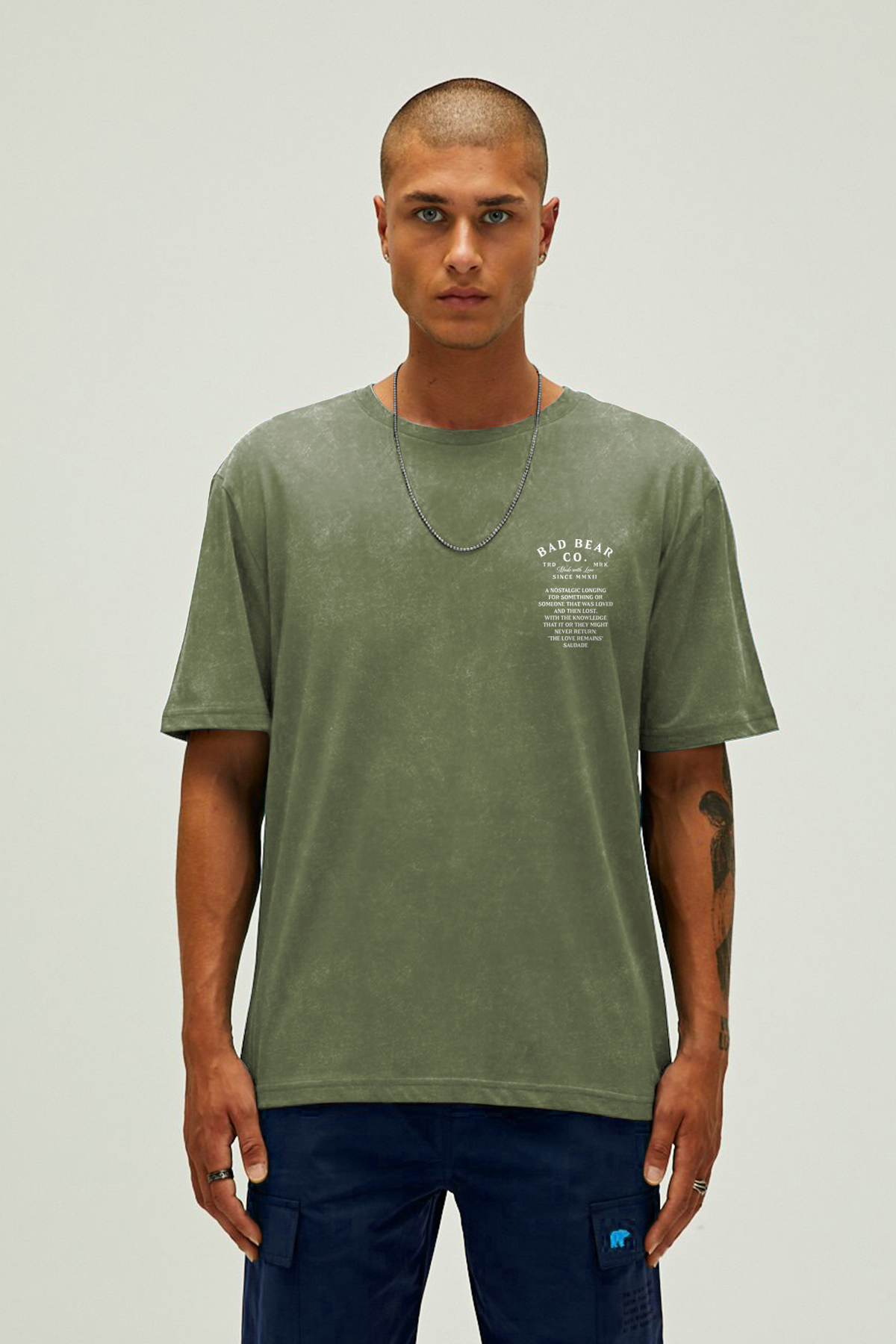 SAUDADE T-SHIRT PRINTED T-SHIRT SOLUK YEŞİL  MAN T-SHIRT SAUDADE T-SHIRTSAUDADE T-SHIRT