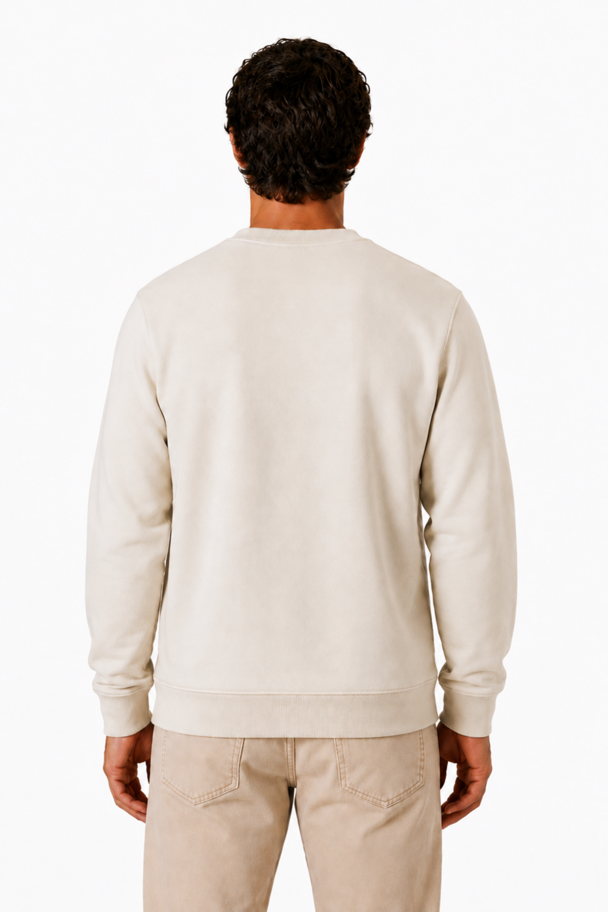 Aurora Bej Logo Baskılı Erkek Sweatshirt