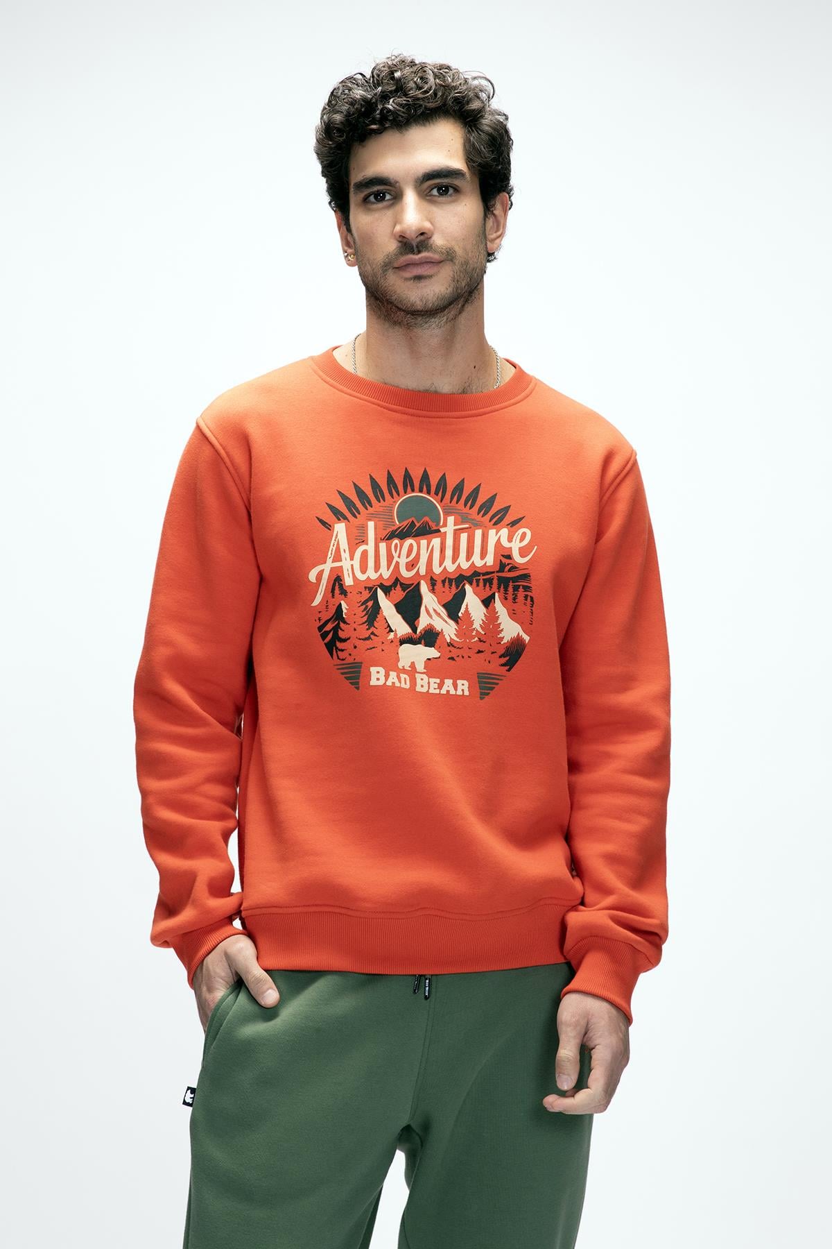 Adventure Tarçın Crewneck Erkek Baskılı Sweatshirt