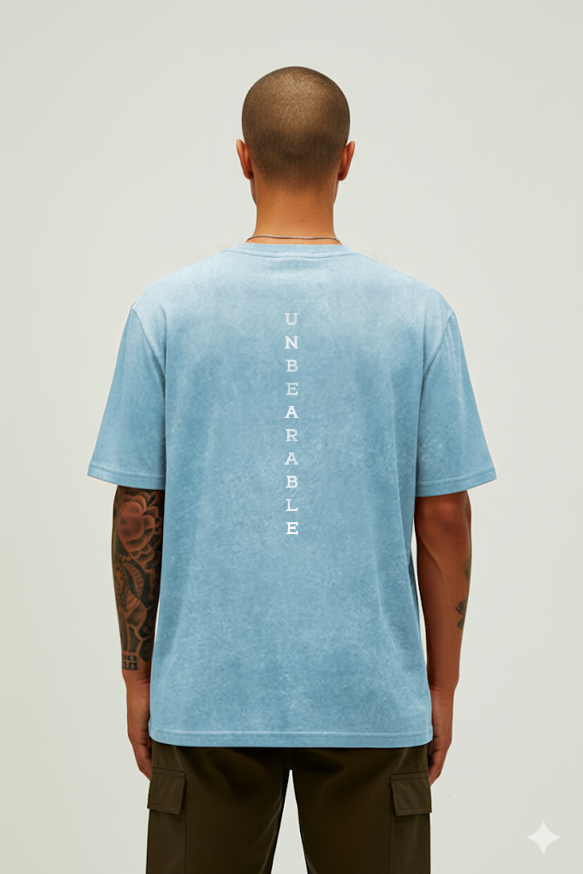 Unbearable  Retro Mavi Erkek Baskılı Tişört