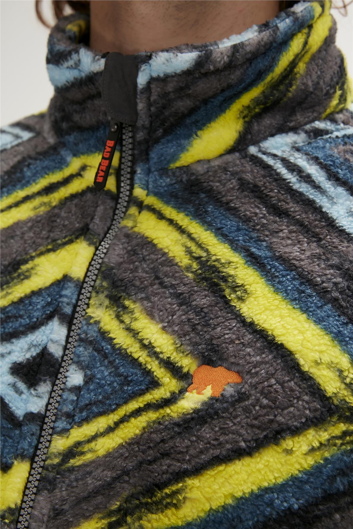 Afro Plush Full-Zip Siyah Erkek Peluş Sweatshirt